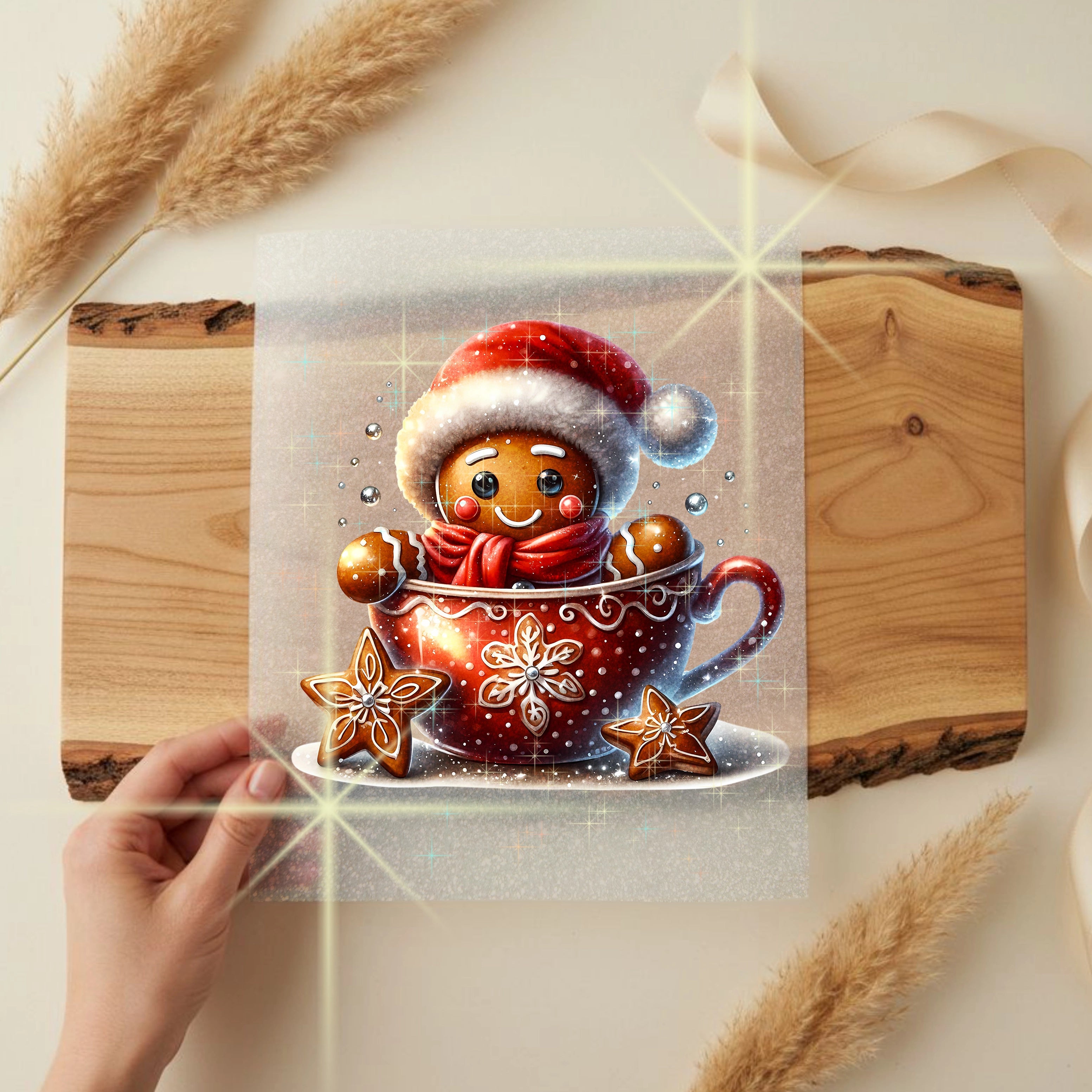 Glitzer Bügelbild Tassenzauber Lebkuchen