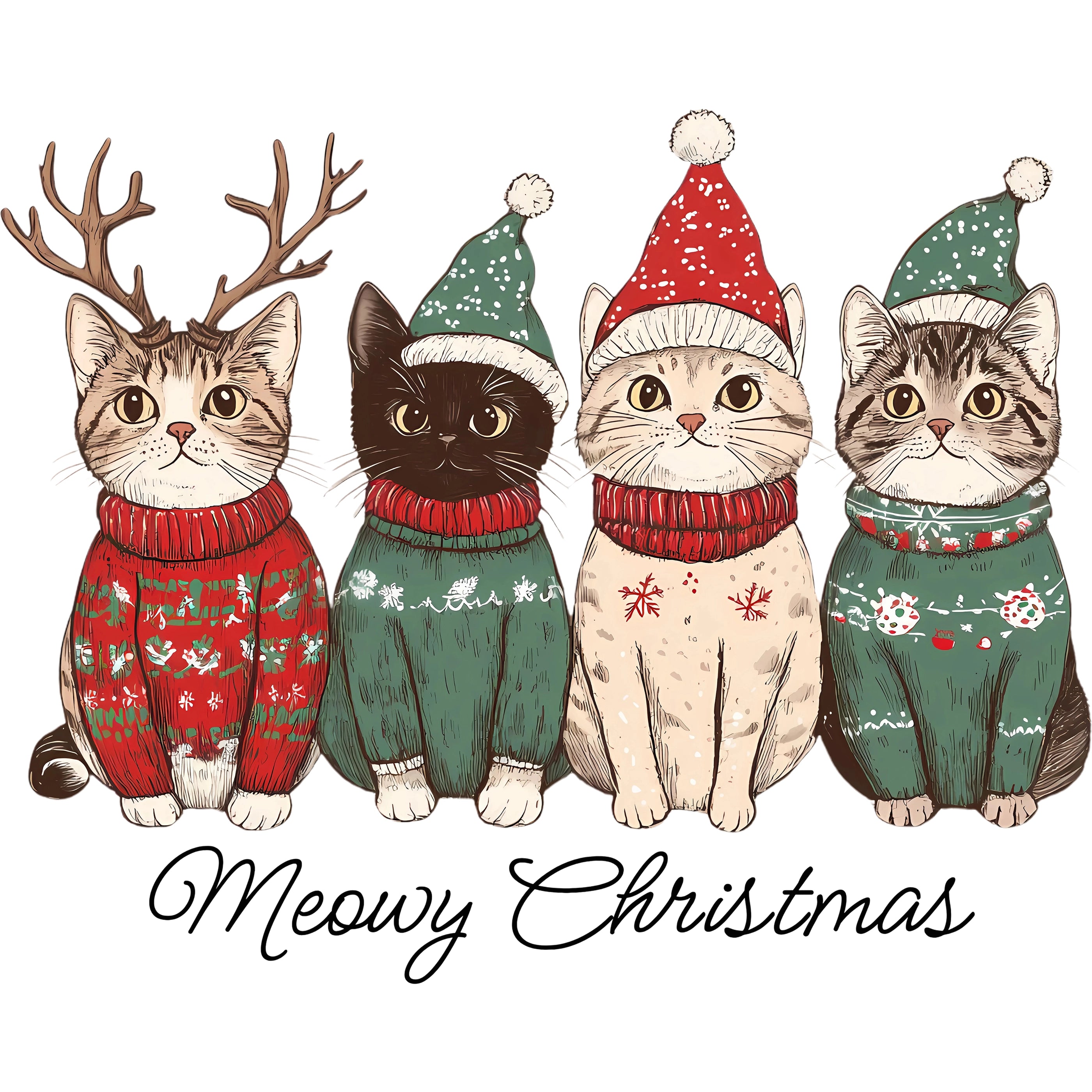Glitzer Bügelbild Katzenfreunde Meowy Christmas
