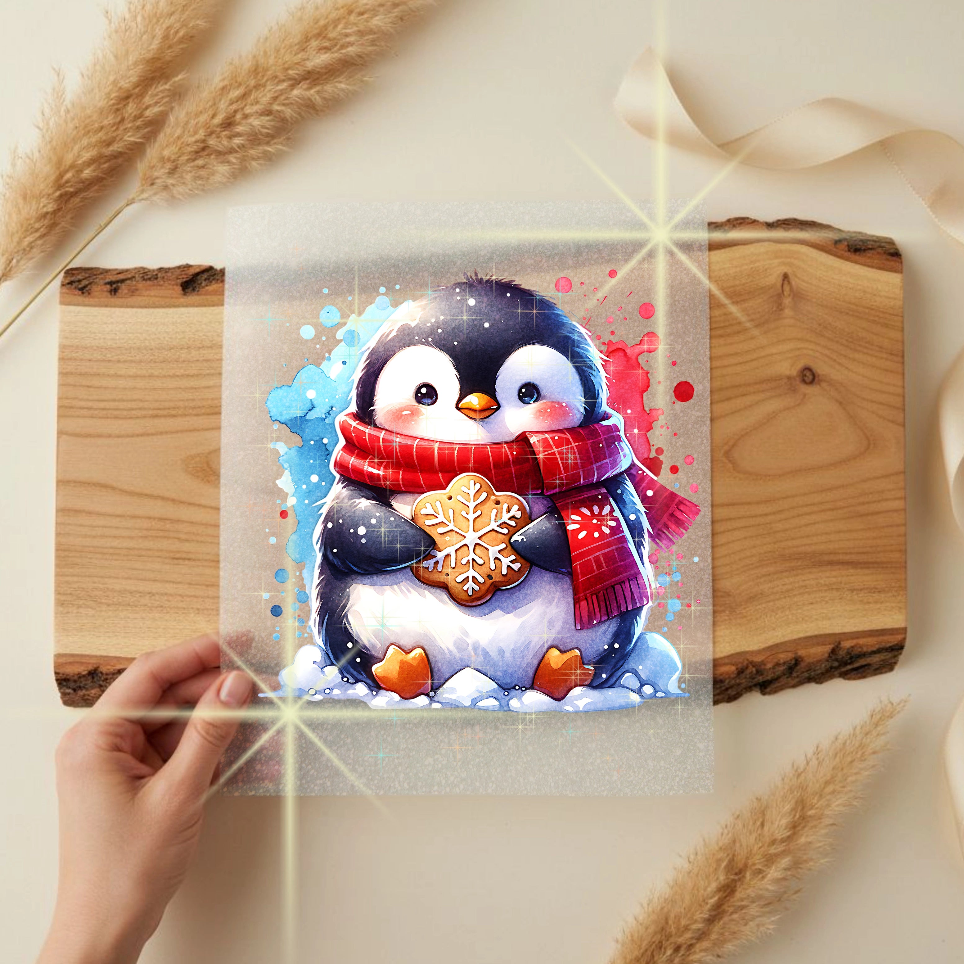 Glitzer Bügelbild Pinguin Kekszauber