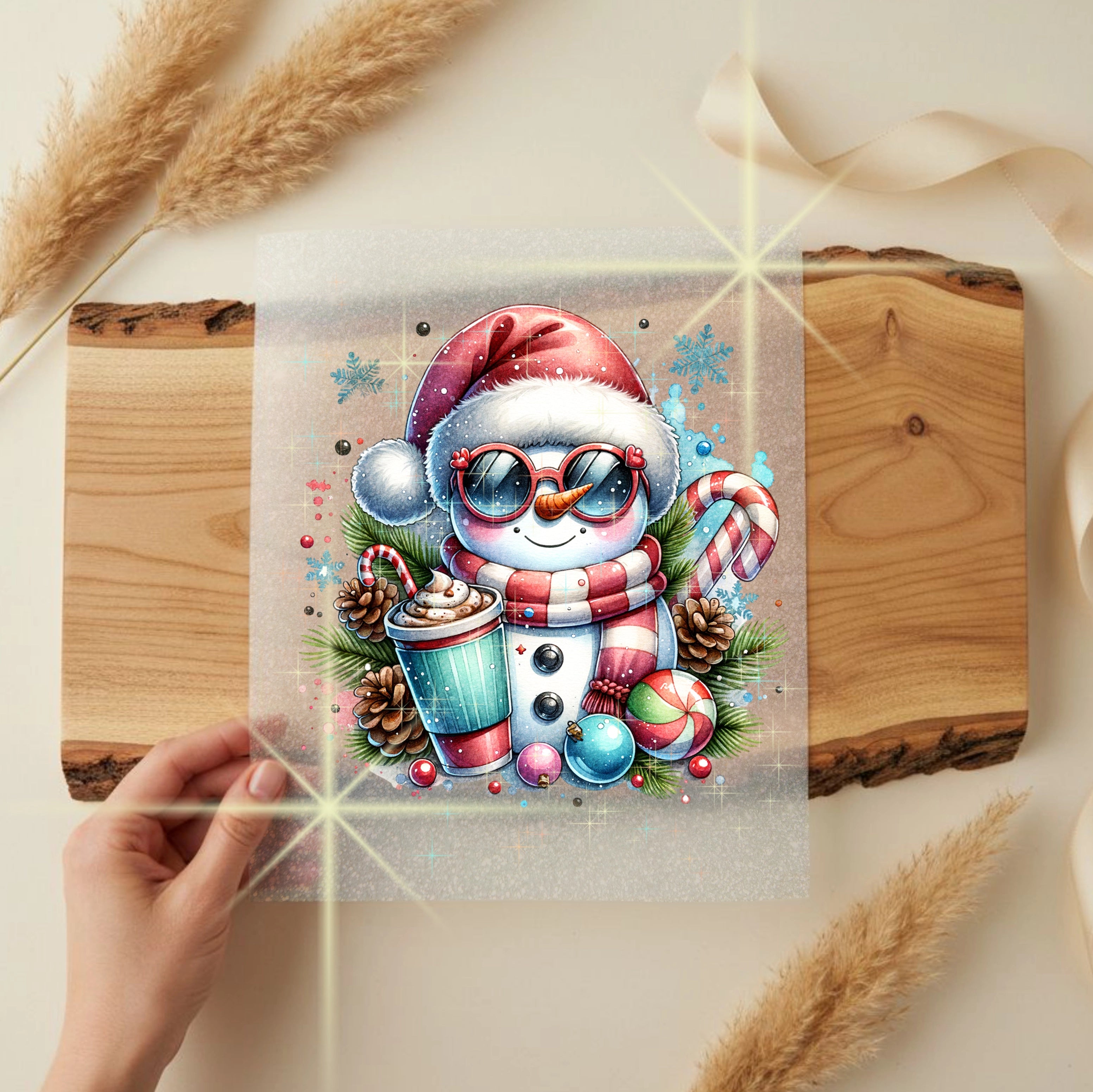 Glitzer Bügelbild Schneemann Kakaozeit