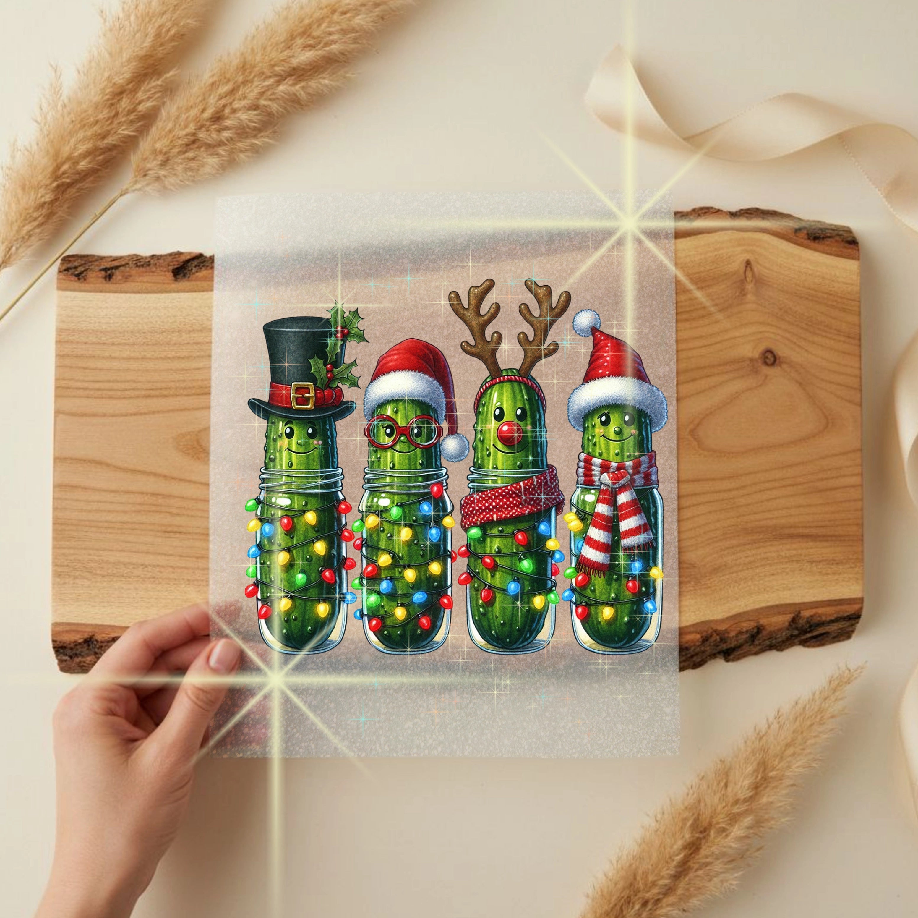 Glitzer Bügelbild Witzige Weihnachtsgurken