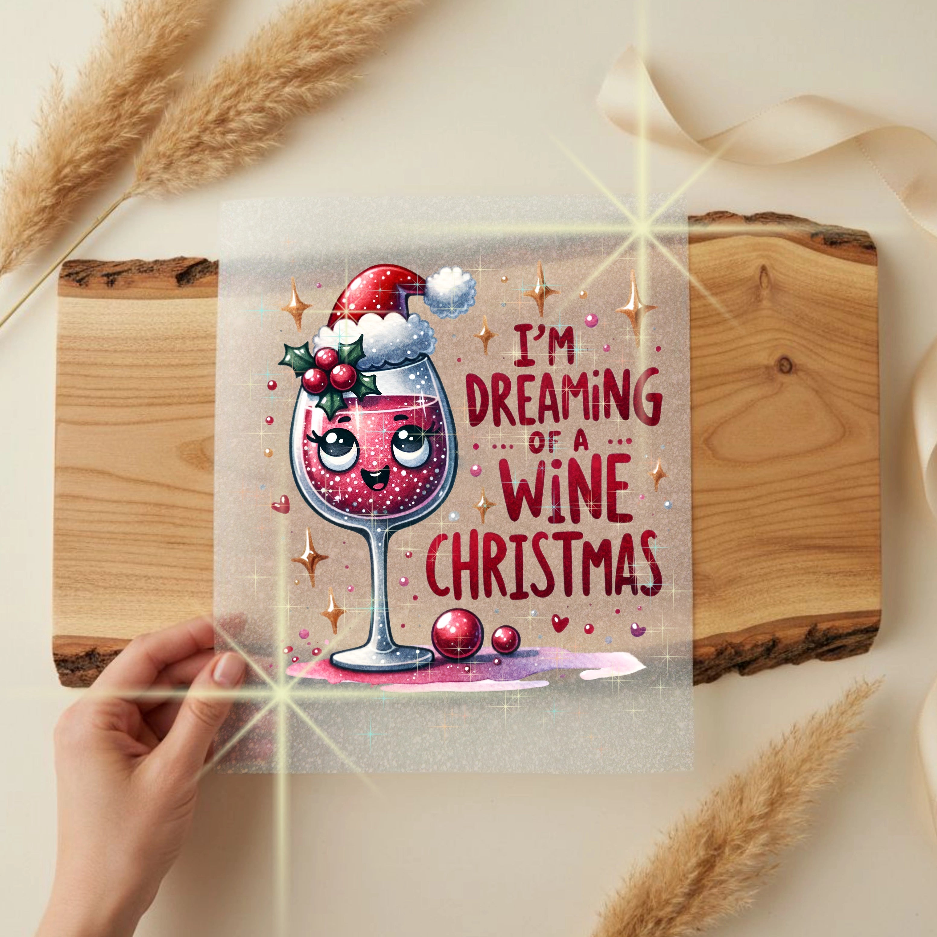 Glitzer Bügelbild Weihnachts Weinglas Cutie