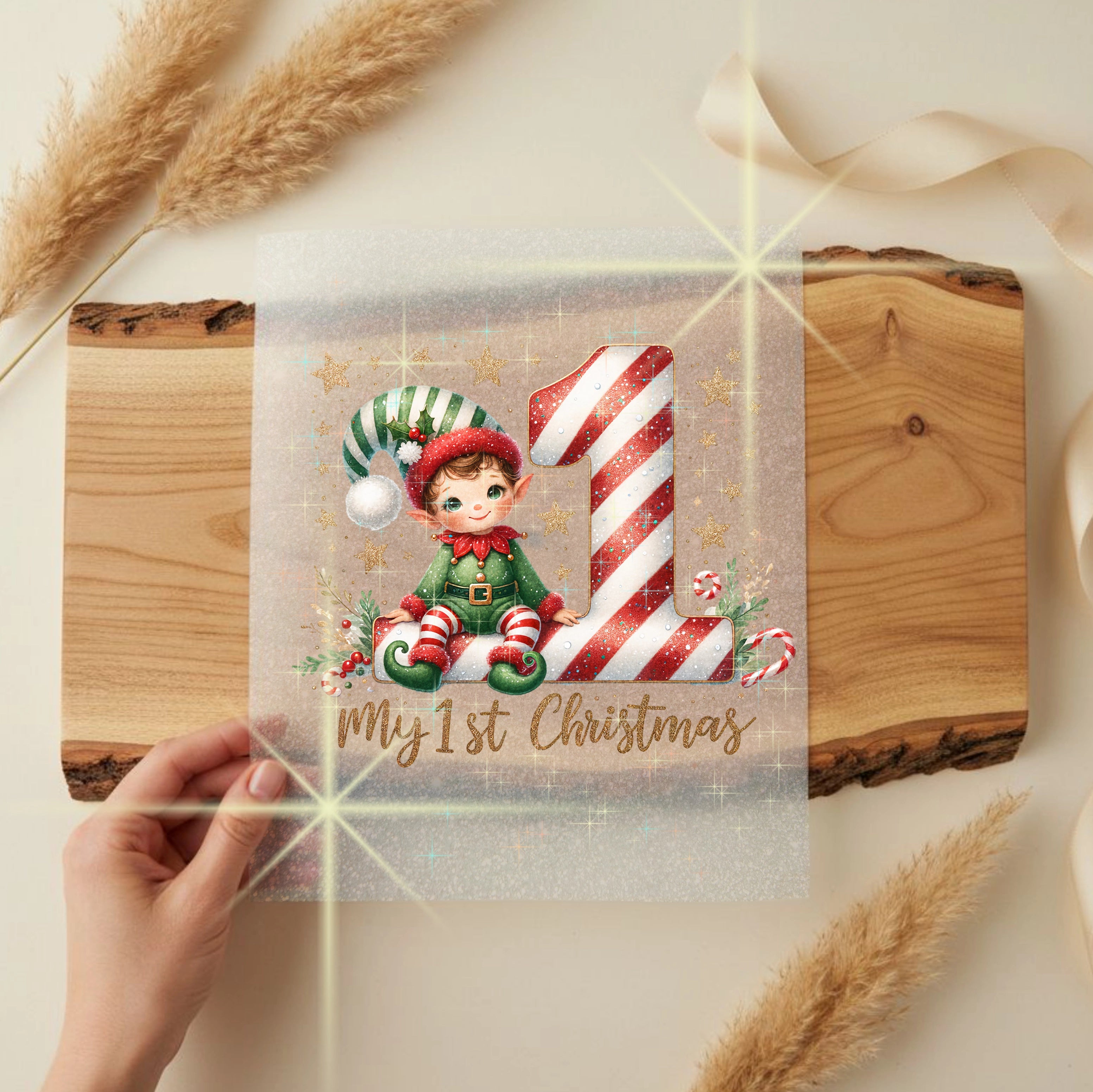 Glitzer Bügelbild Mein 1. Weihnachten – Weihnachtswichtel