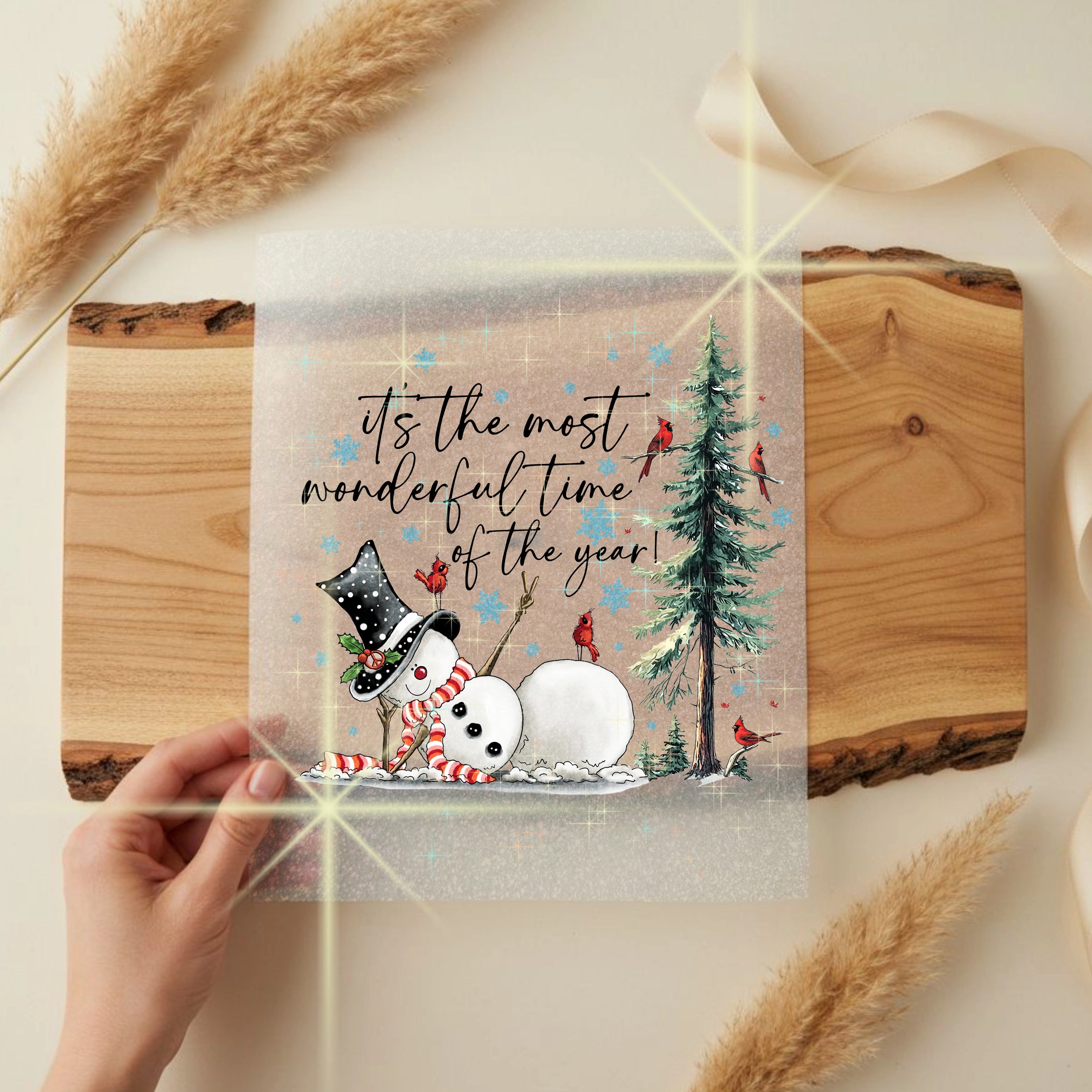 Glitzer Bügelbild Relax Schneemann Winterliebe