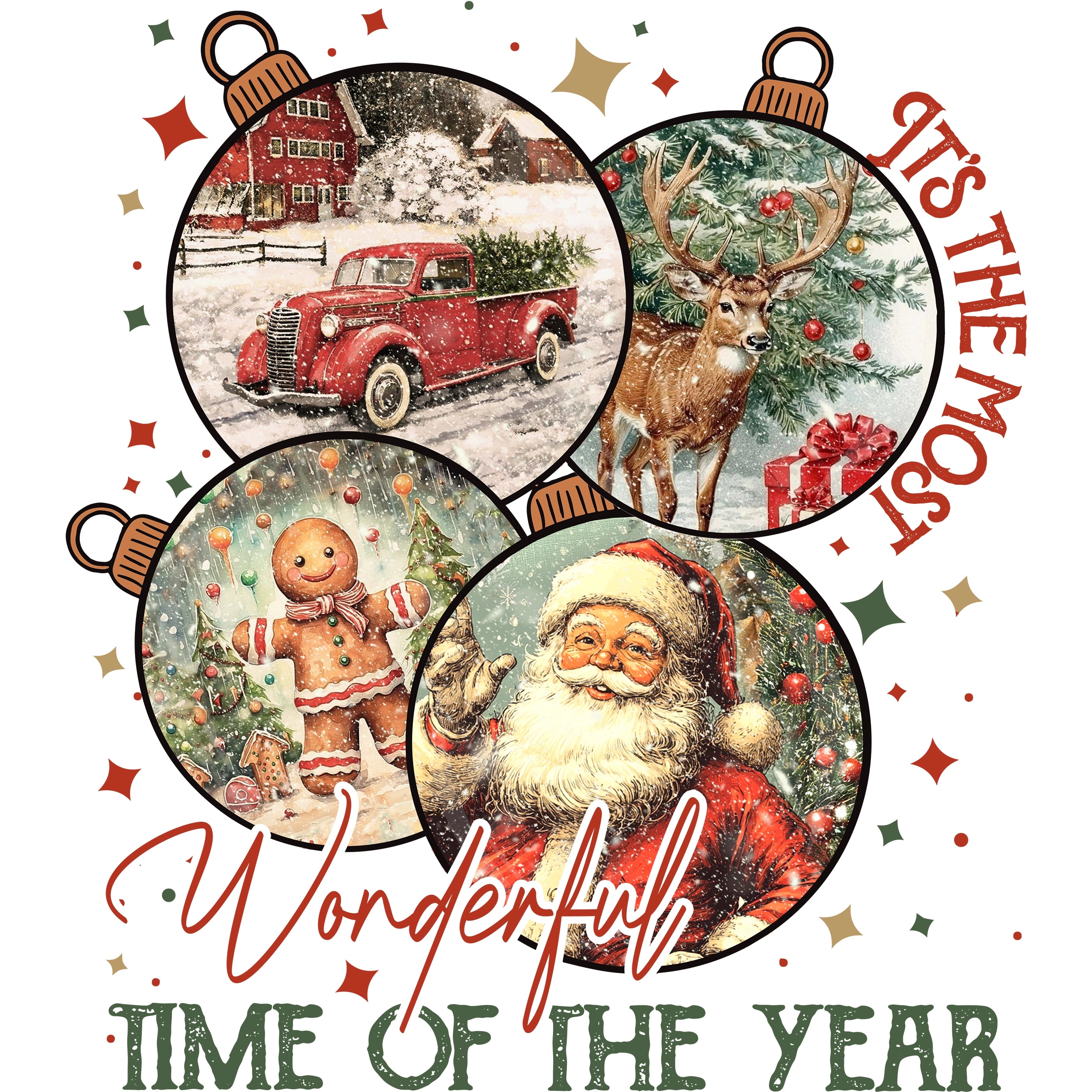 Glitzer Bügelbild Weihnachtskugeln Nostalgie Mix