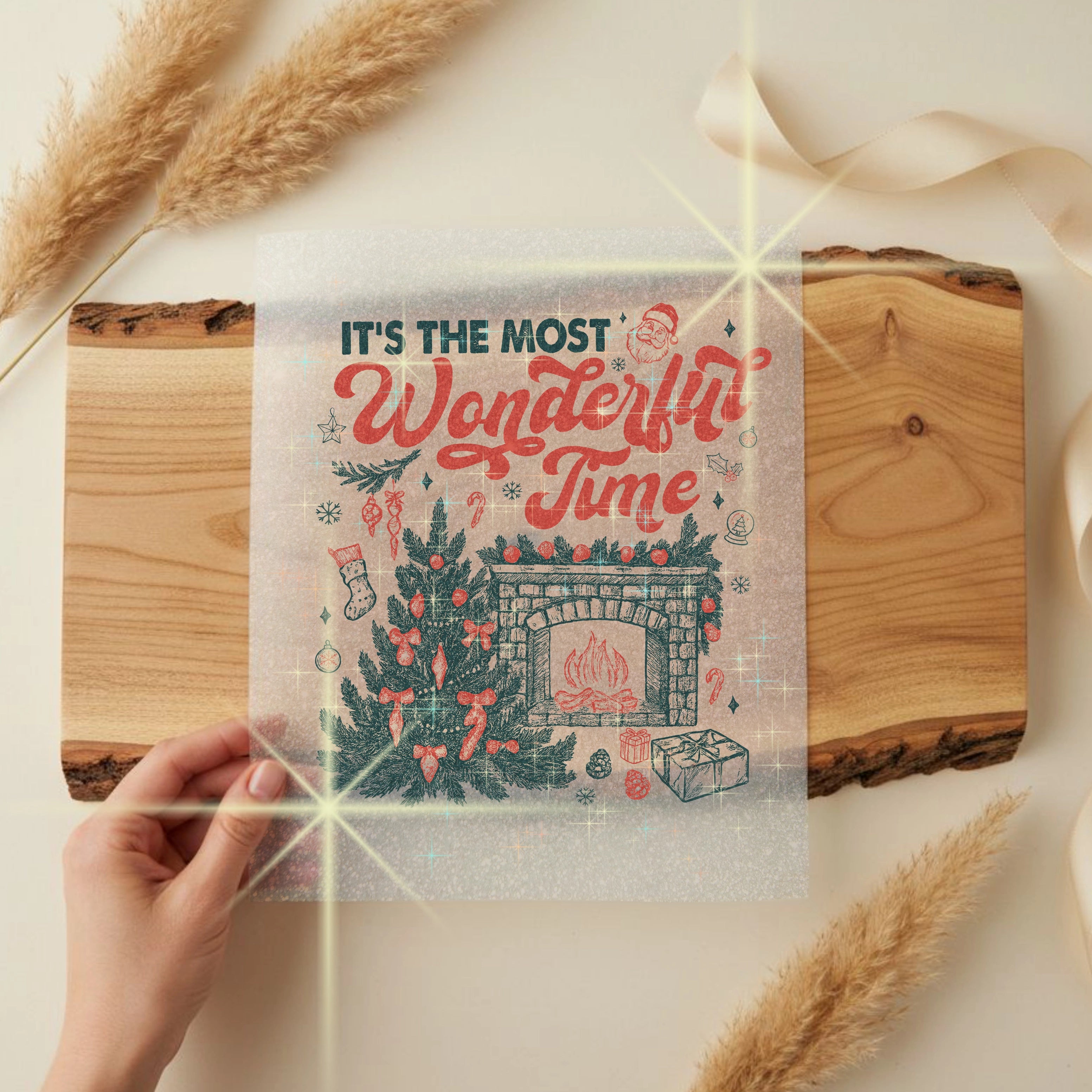 Glitzer Bügelbild Wonderful Time Winterstube