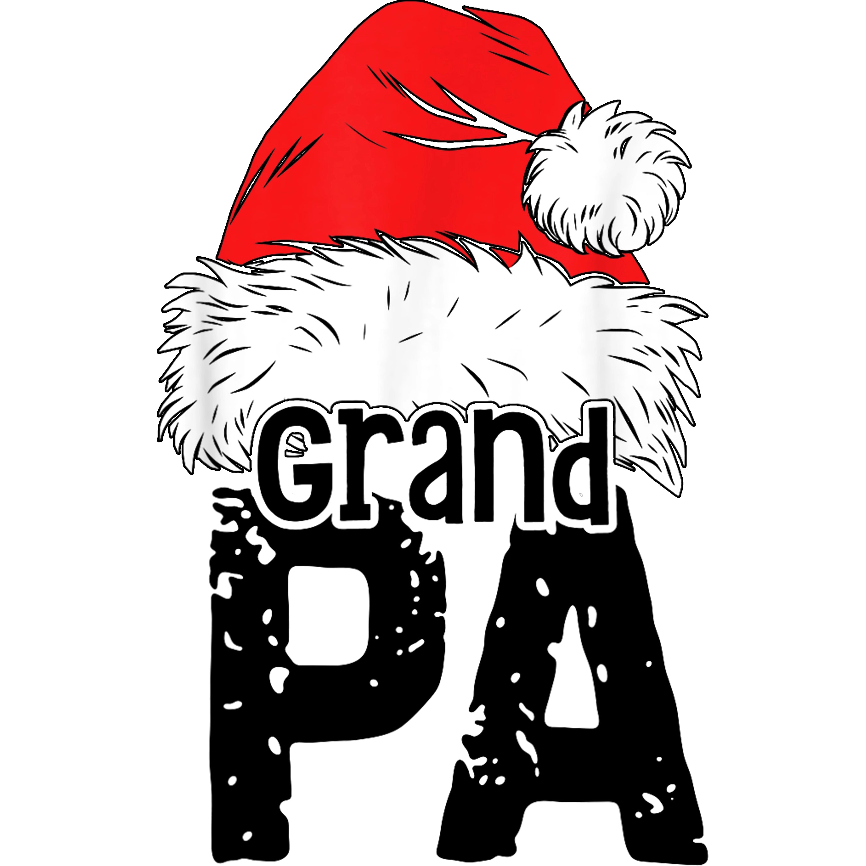 Glitzer Bügelbild Weihnachtsmütze Familie Grandpa