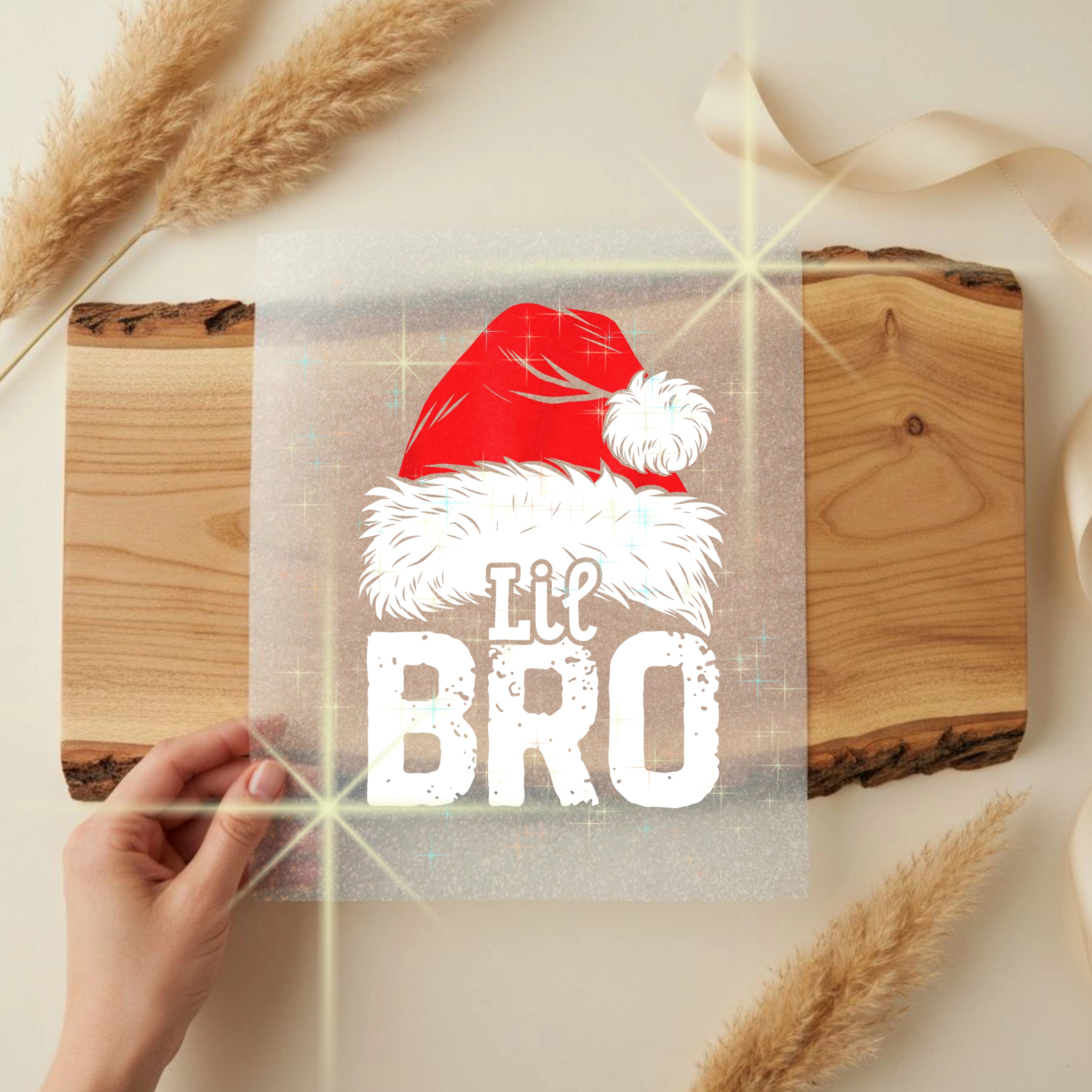 Glitzer Bügelbild Weihnachtsmütze Familie Lil Bro