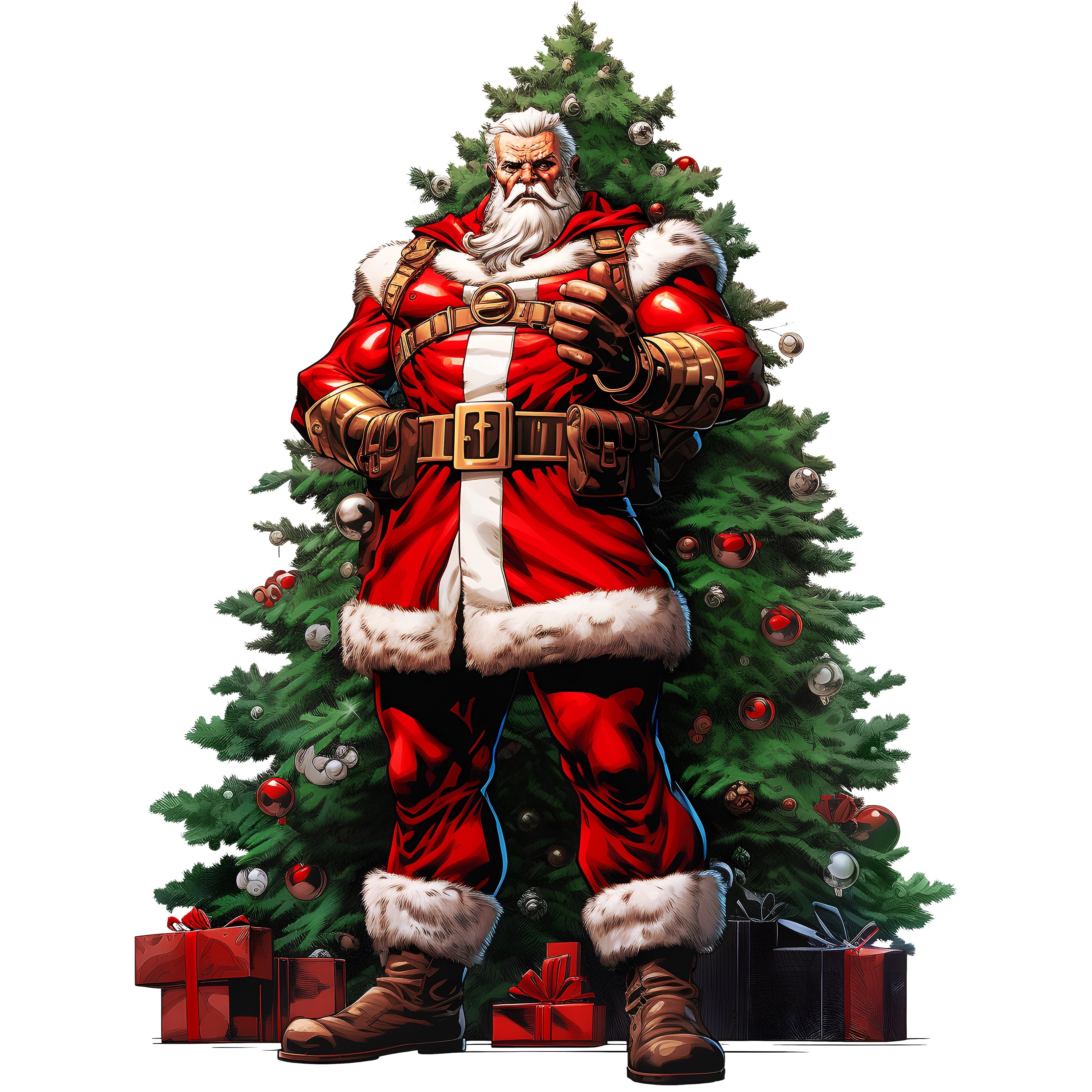 Glitzer Bügelbild Weihnachtsmann der Held