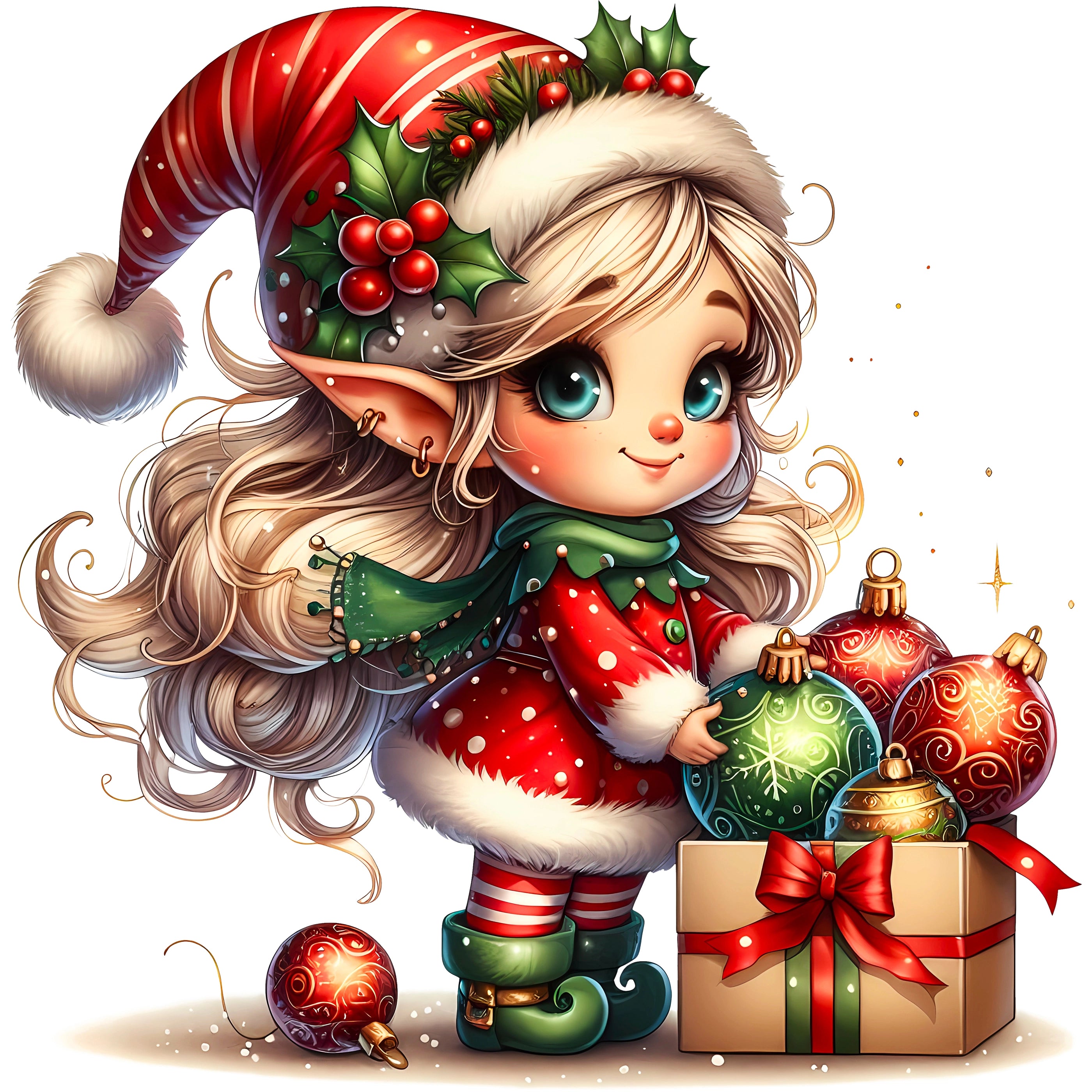 Glitzer Bügelbild Weihnachts Elfe Luminia