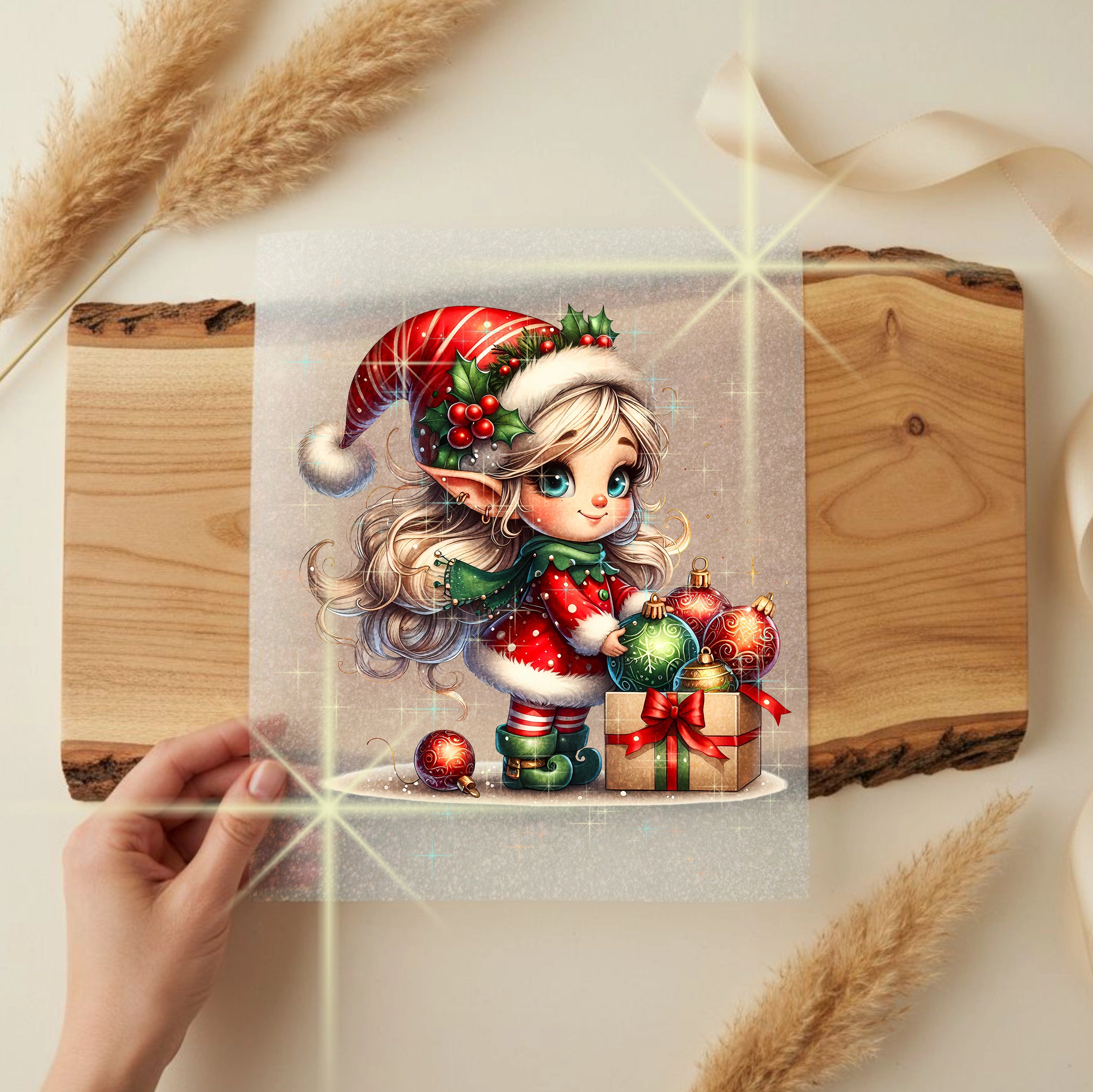 Glitzer Bügelbild Weihnachts Elfe Luminia