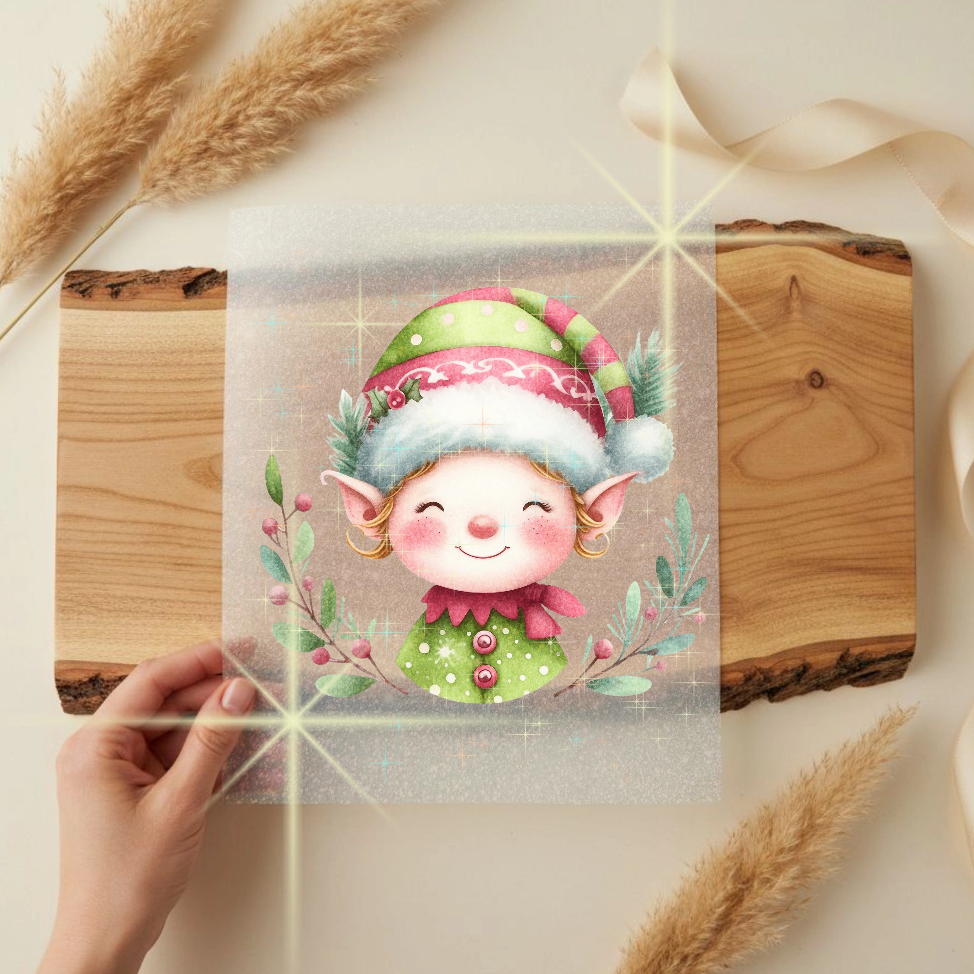 Glitzer Bügelbild Weihnachts Elf Jolly