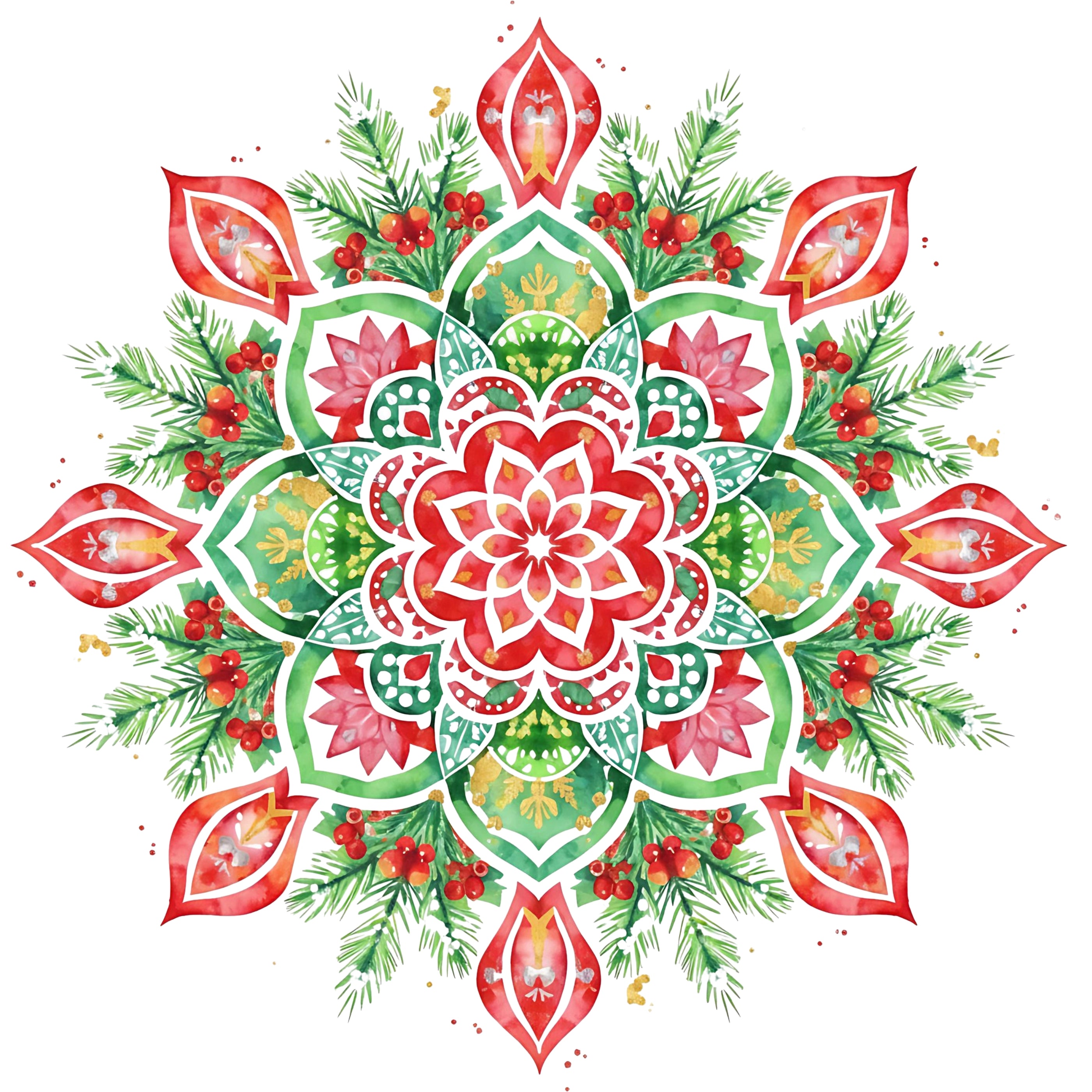 Glitzer Bügelbild Weihnachtliches Mandala