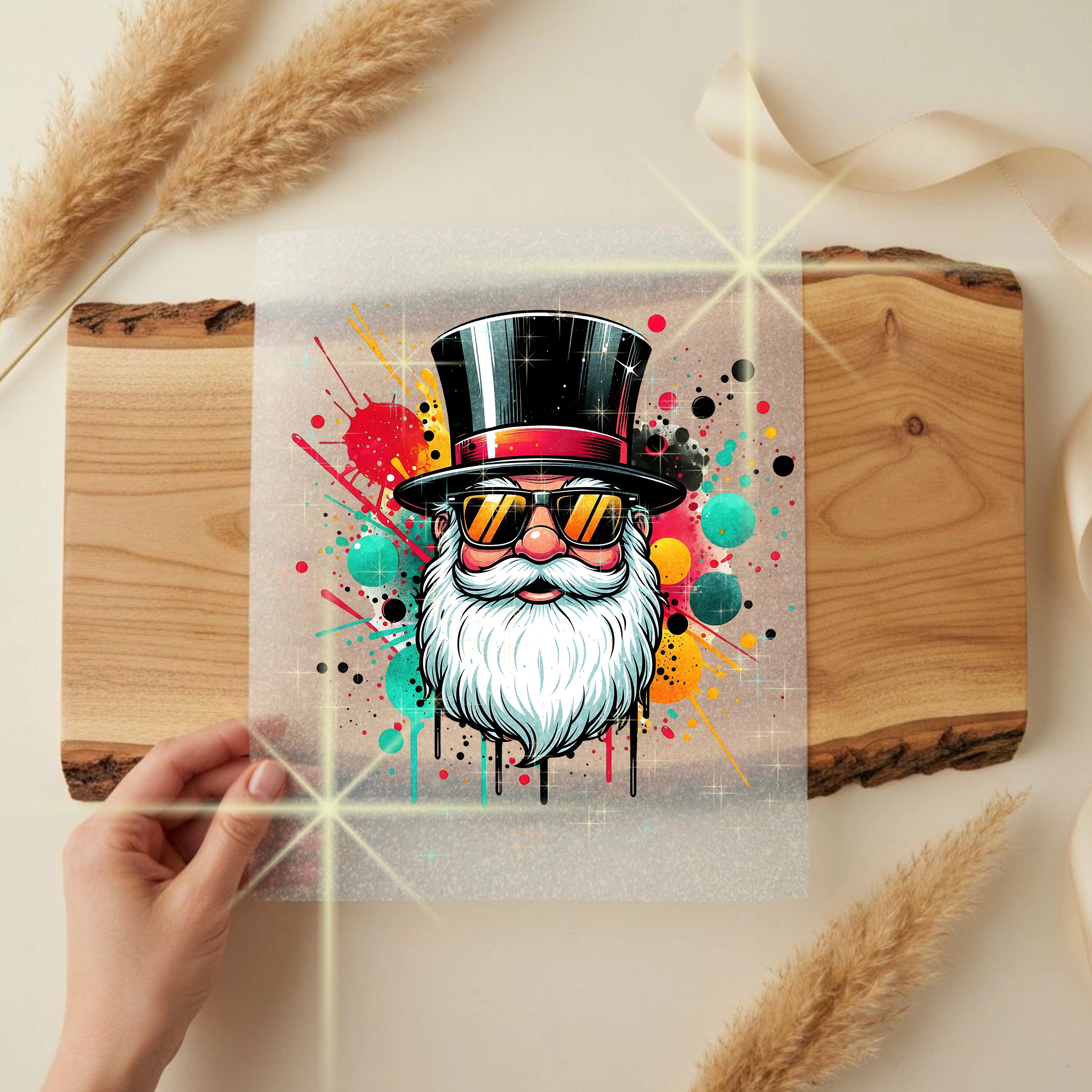 Glitzer Bügelbild Urban Weihnachtsmann