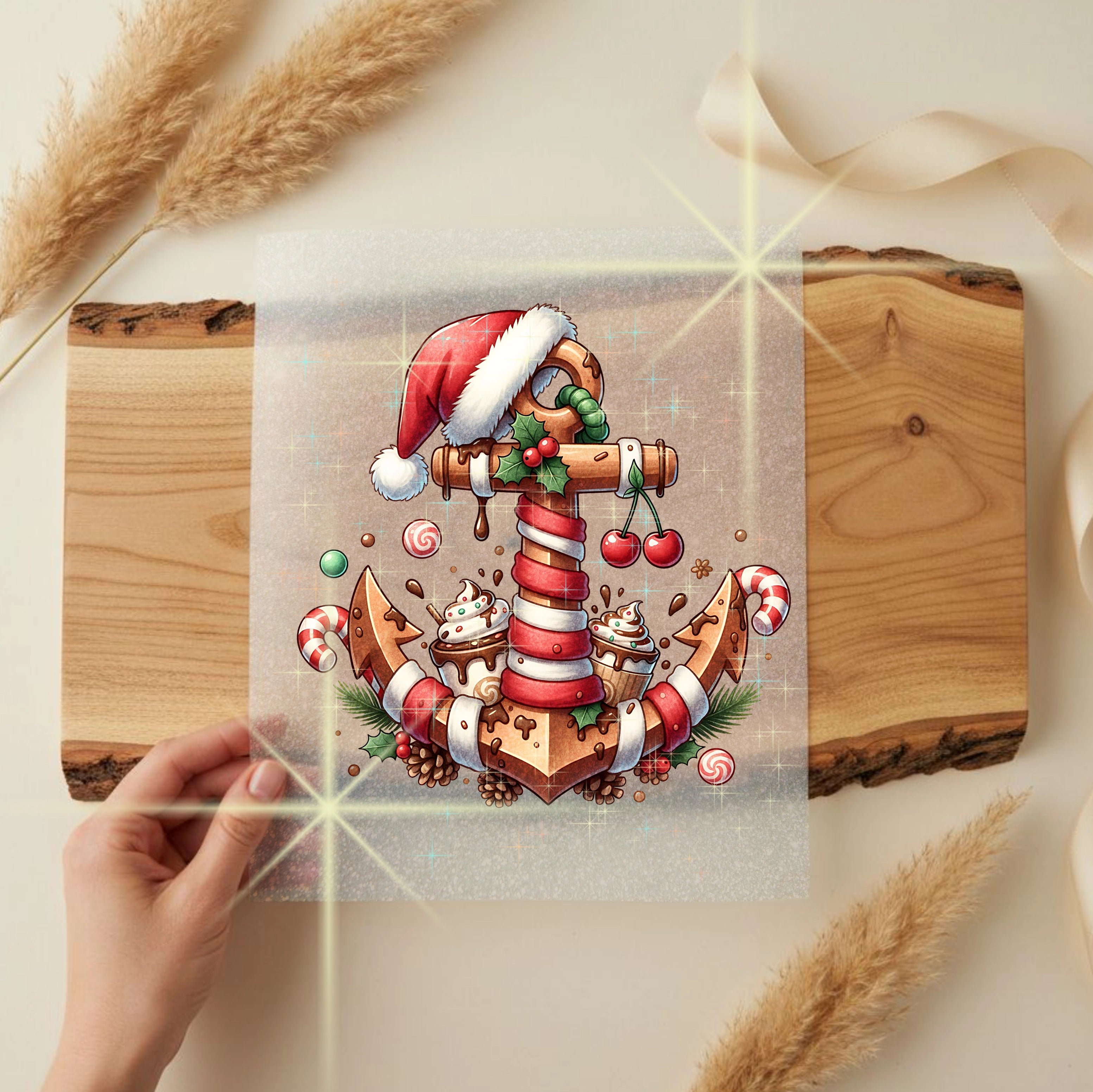 Glitzer Bügelbild Süßer Weihnachts Anker