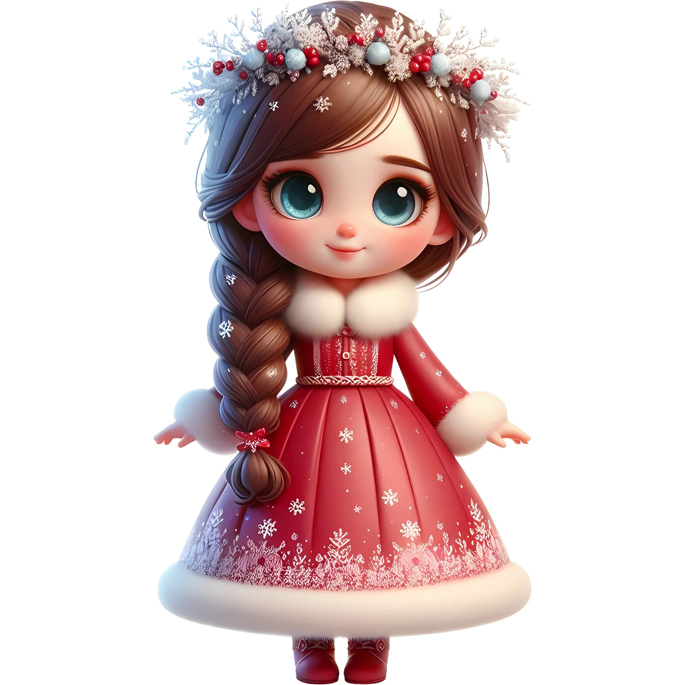 Glitzer Bügelbild Rote Weihnachts Prinzessin