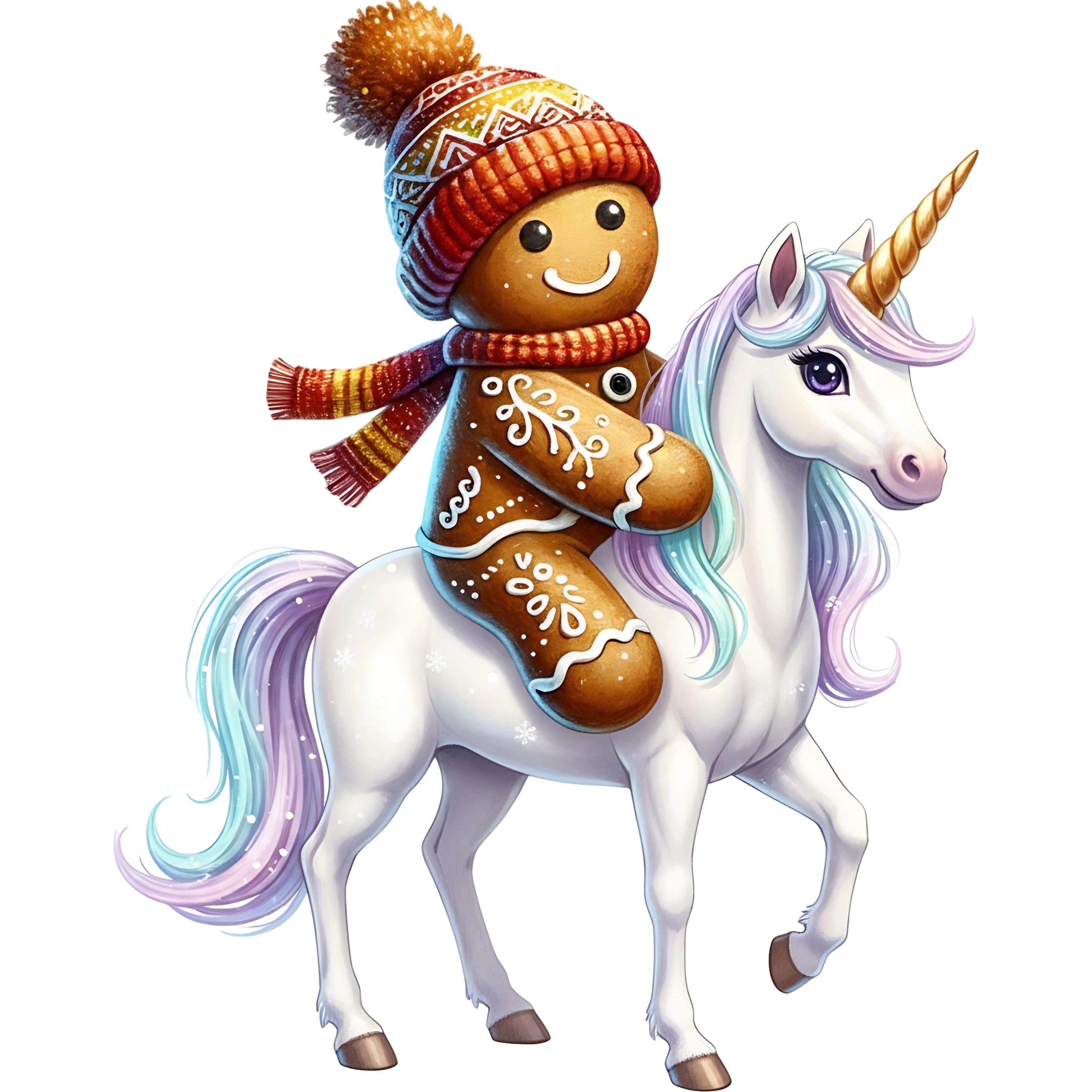 Glitzer Bügelbild Lebkuchenritt auf dem Einhorn