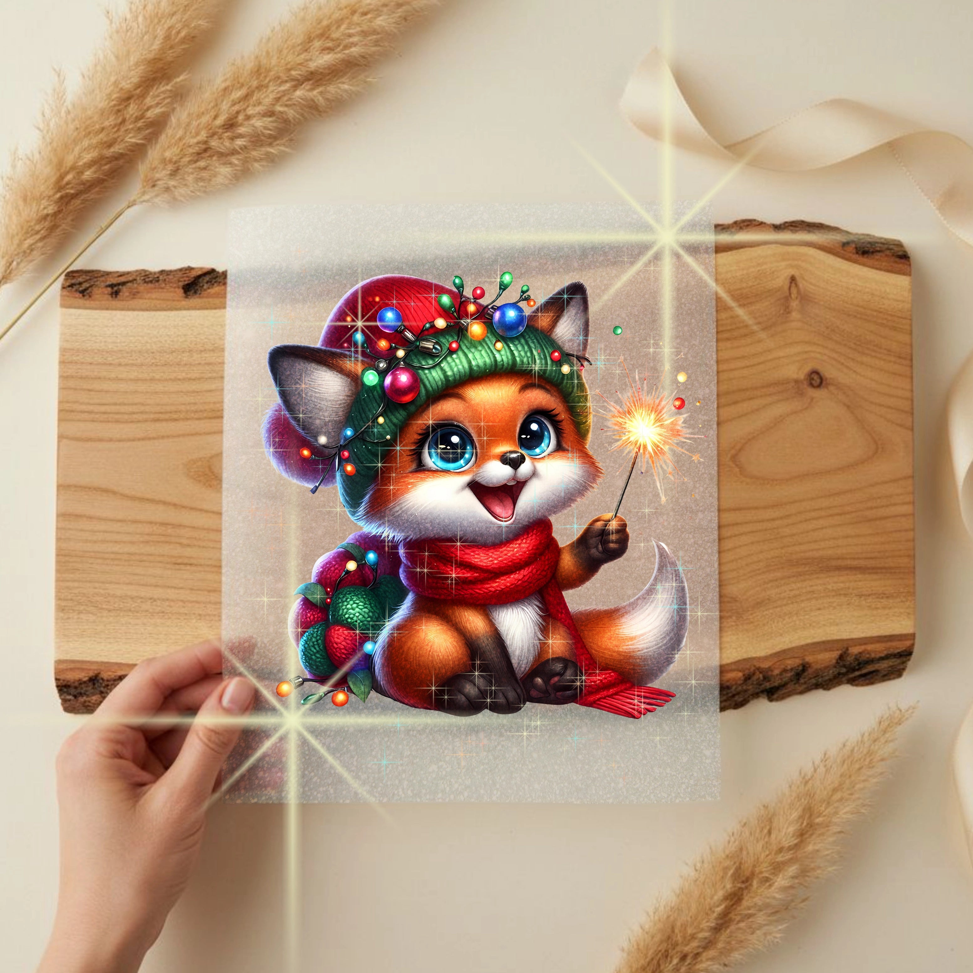 Glitzer Bügelbild Fuchs Weihnachtsglanz