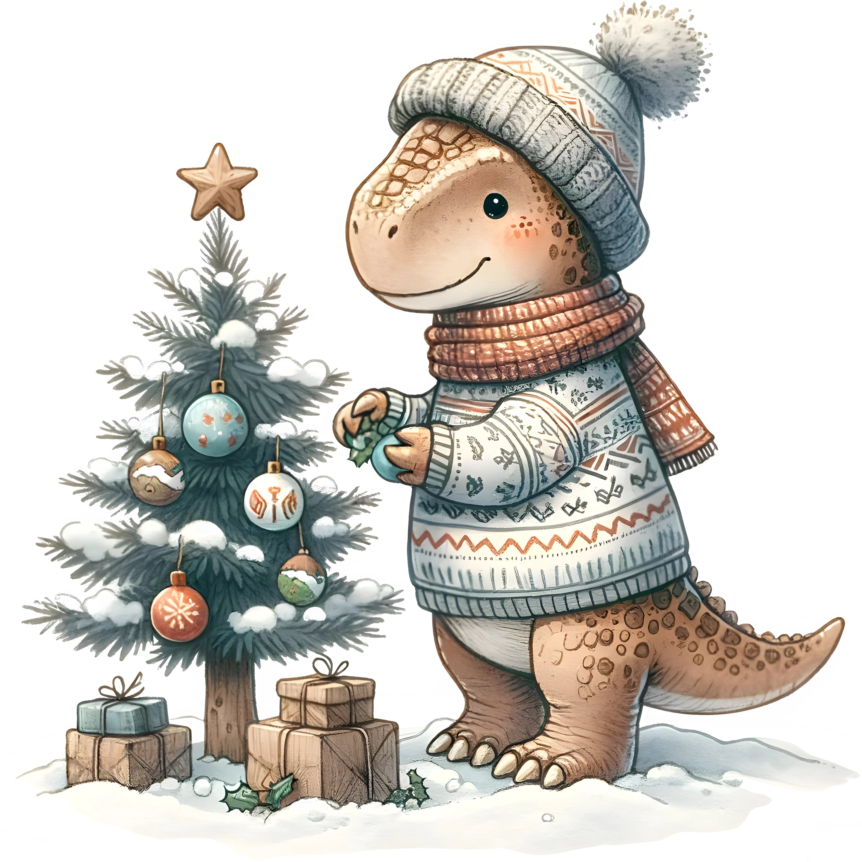 Glitzer Bügelbild Dino Tannenbaumschmücker