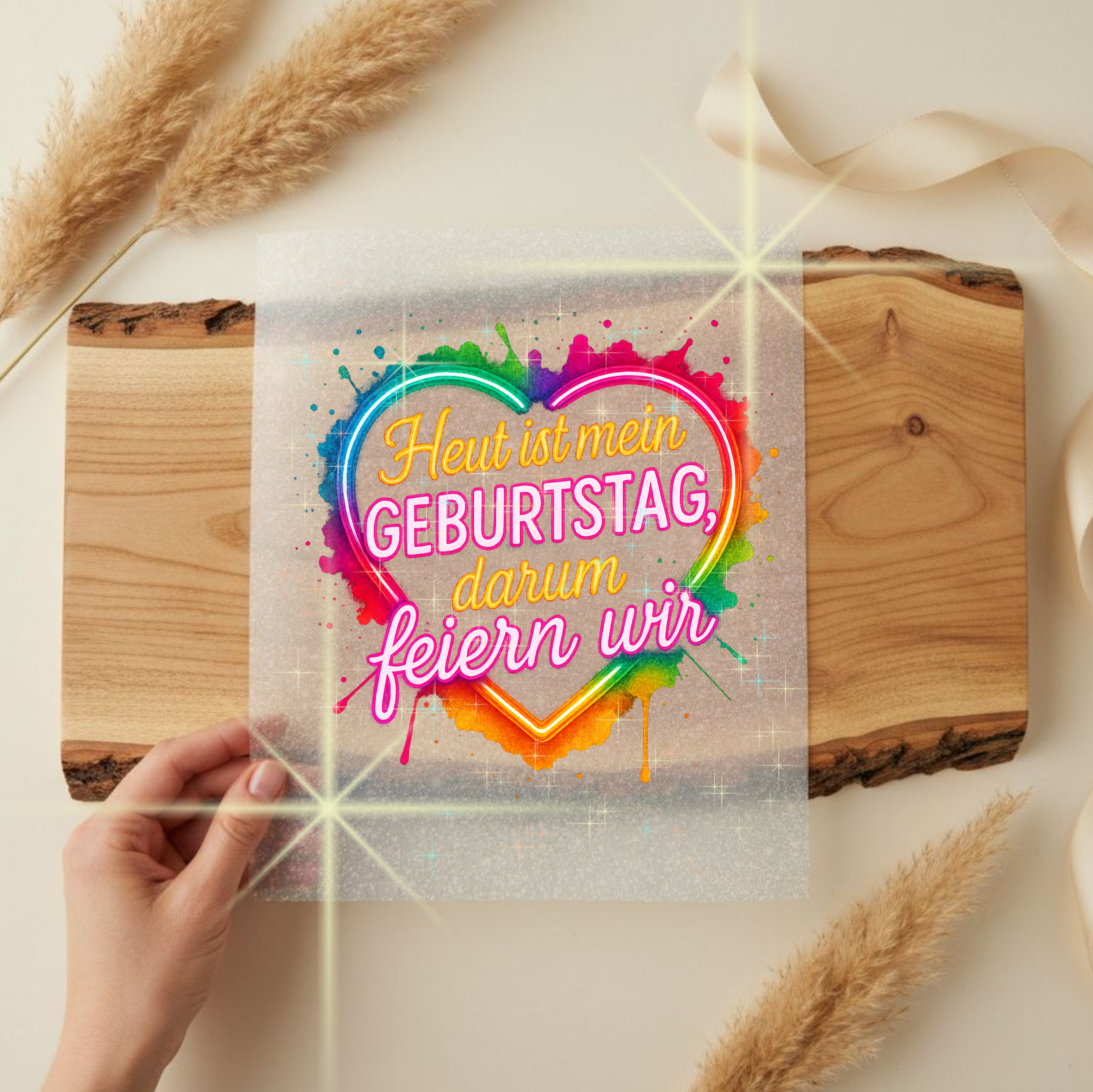Glitzer Bügelbild Heut ist mein Geburtstag