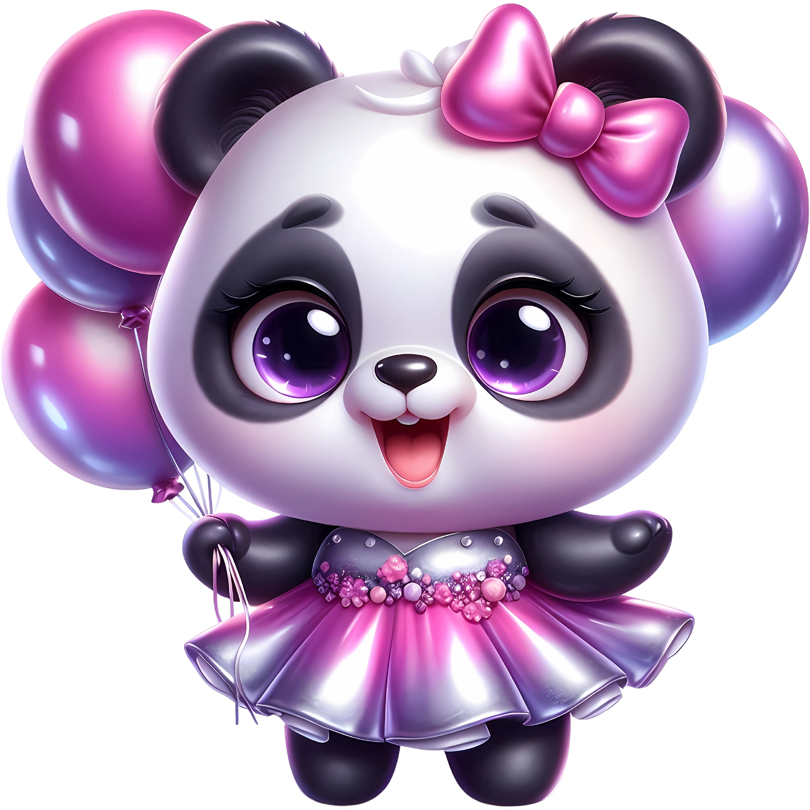 Glitzer Bügelbild Panda Partyzauber