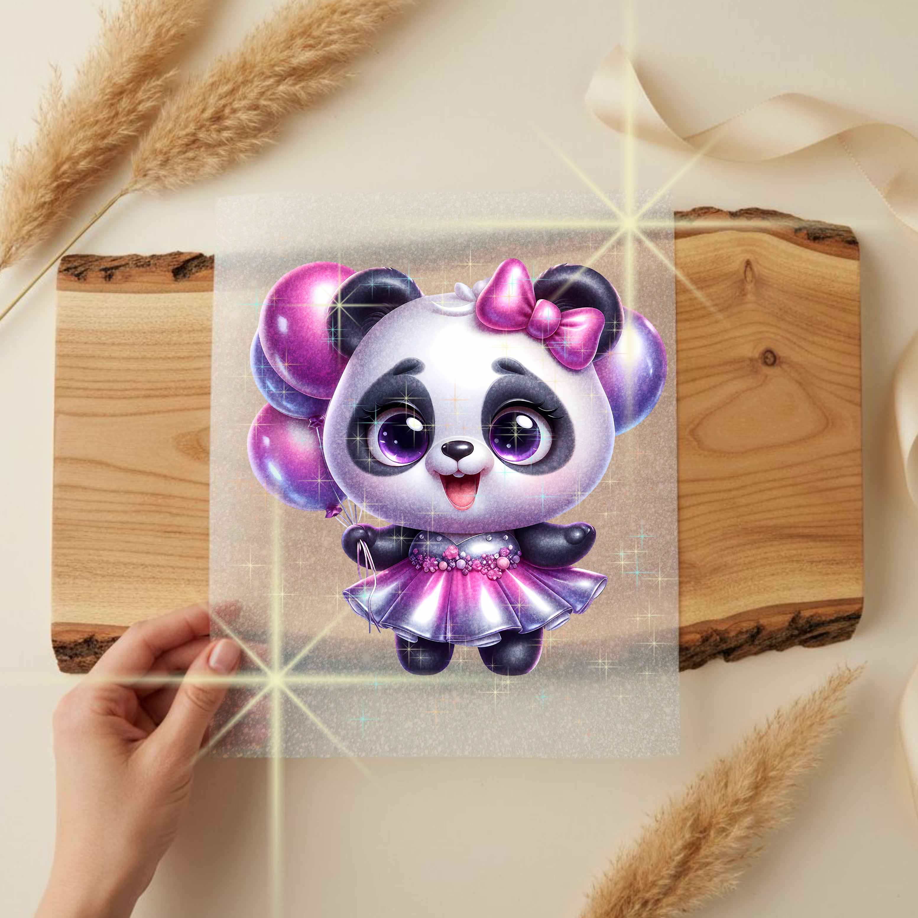 Glitzer Bügelbild Panda Partyzauber