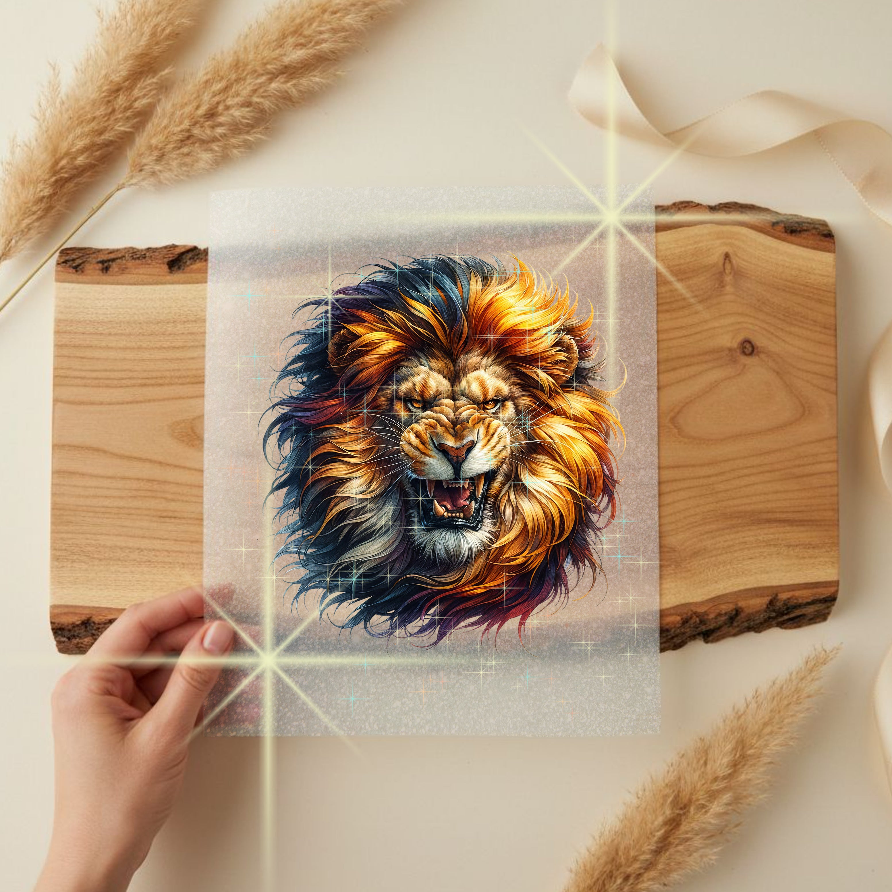 Glitzer Bügelbild Wilder Löwenglanz