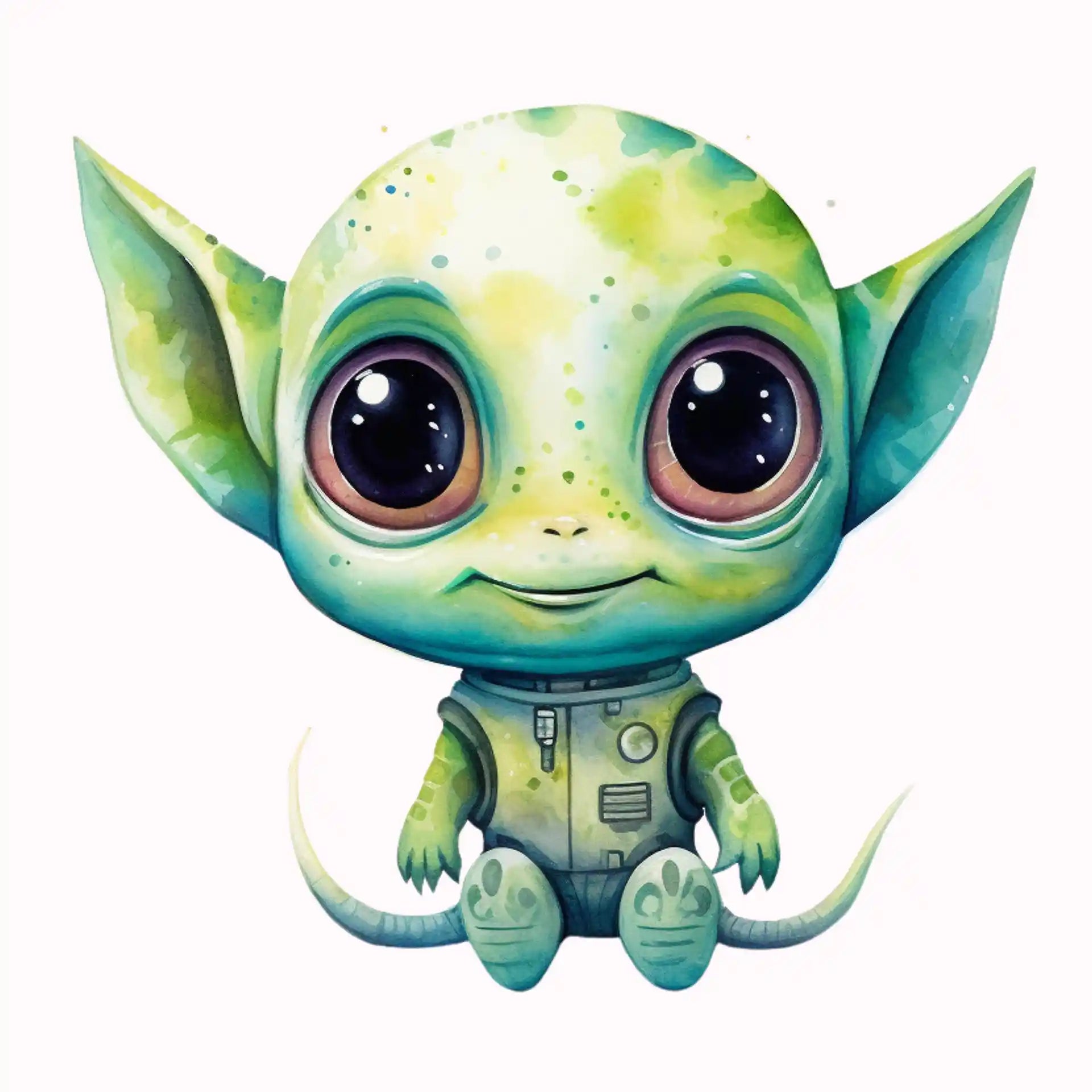 Permanent Sticker Alien Baby Grün