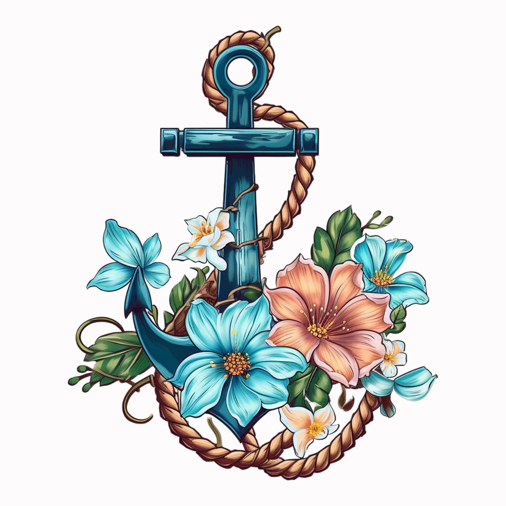 Permanent Sticker Anker Floral