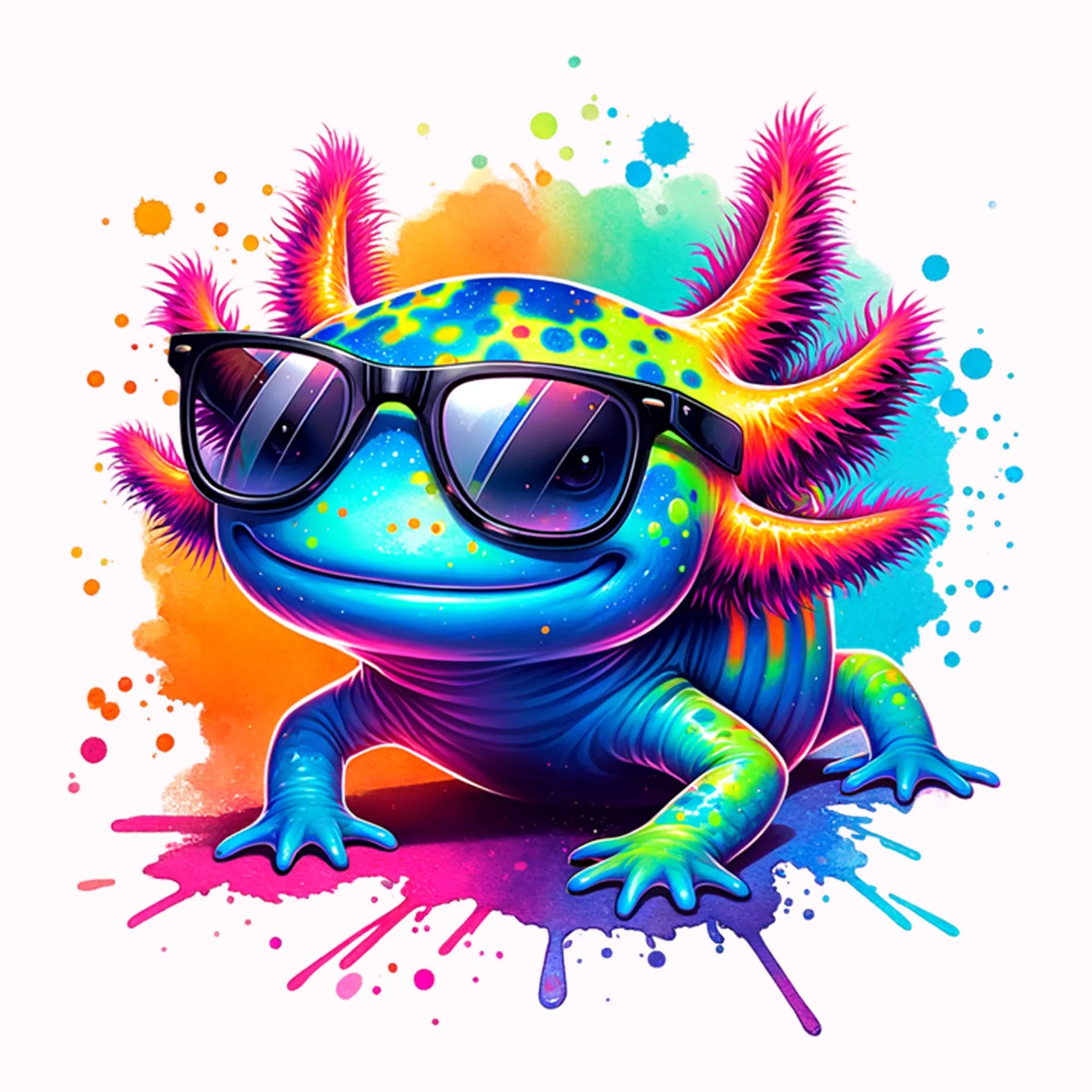 Permanent Sticker Axolotl im Sommerfieber