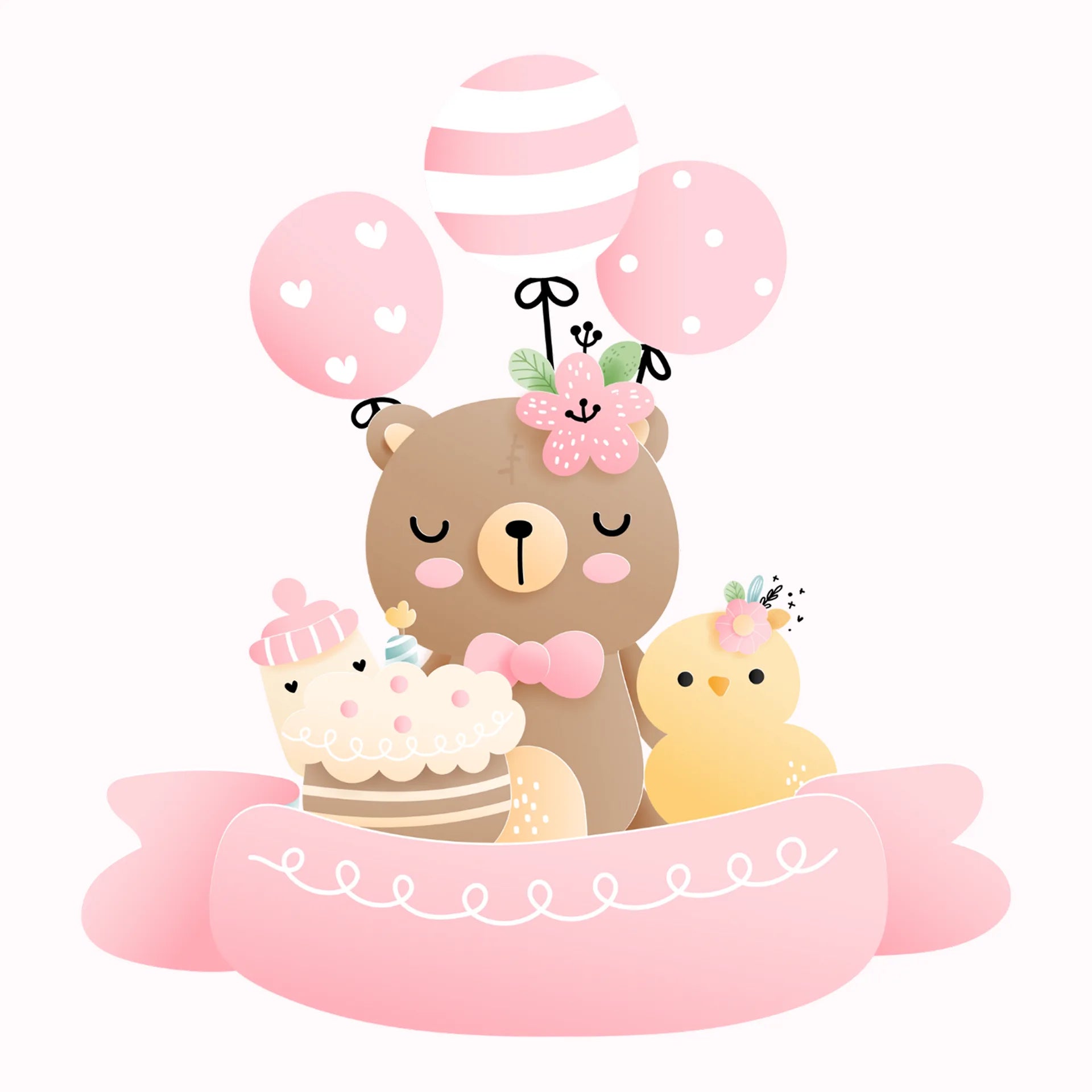 Permanent Sticker Bären Geburtstag Rosa