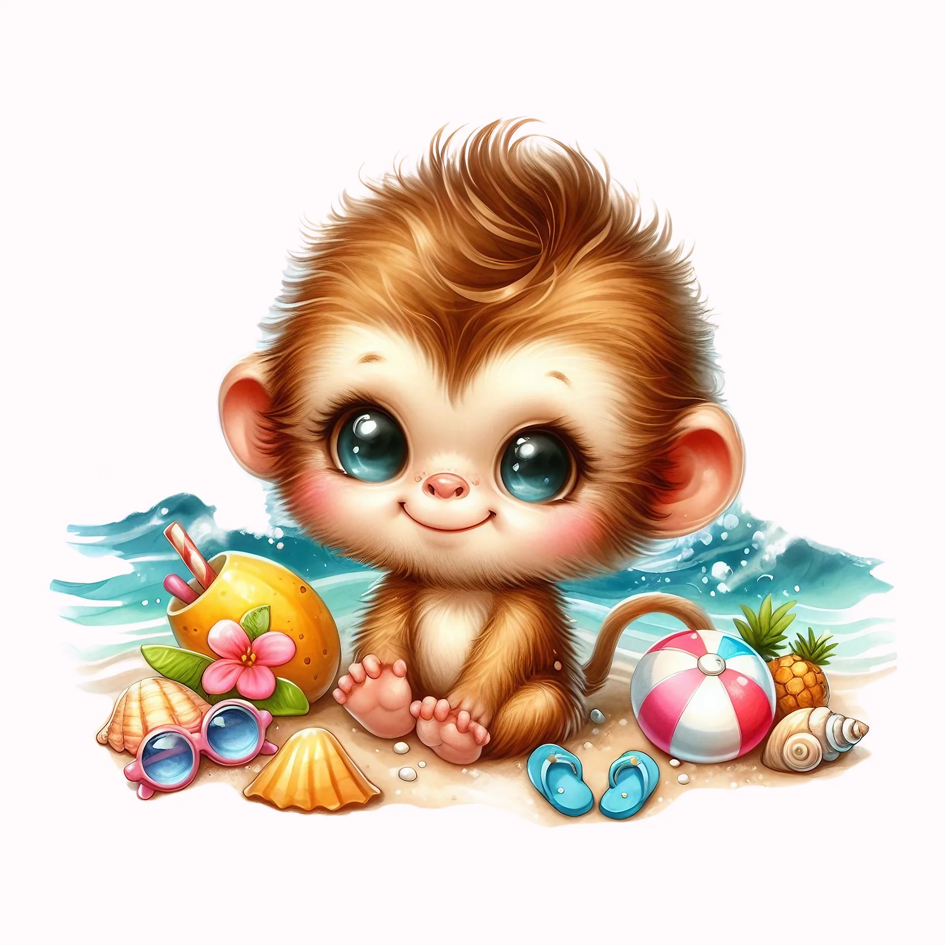 Permanent Sticker Beachboy Affe