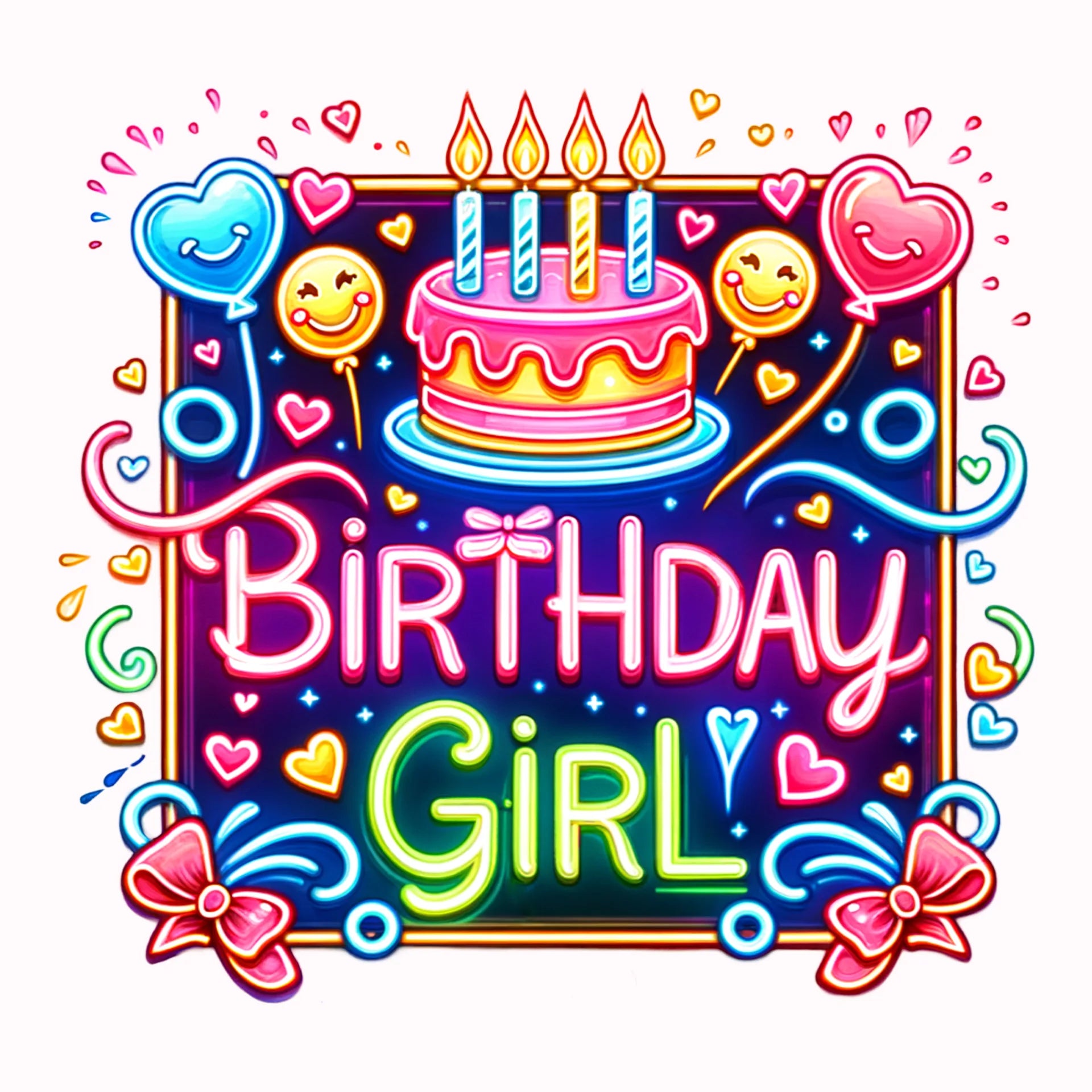 Permanent Sticker Birthday Girl Neon