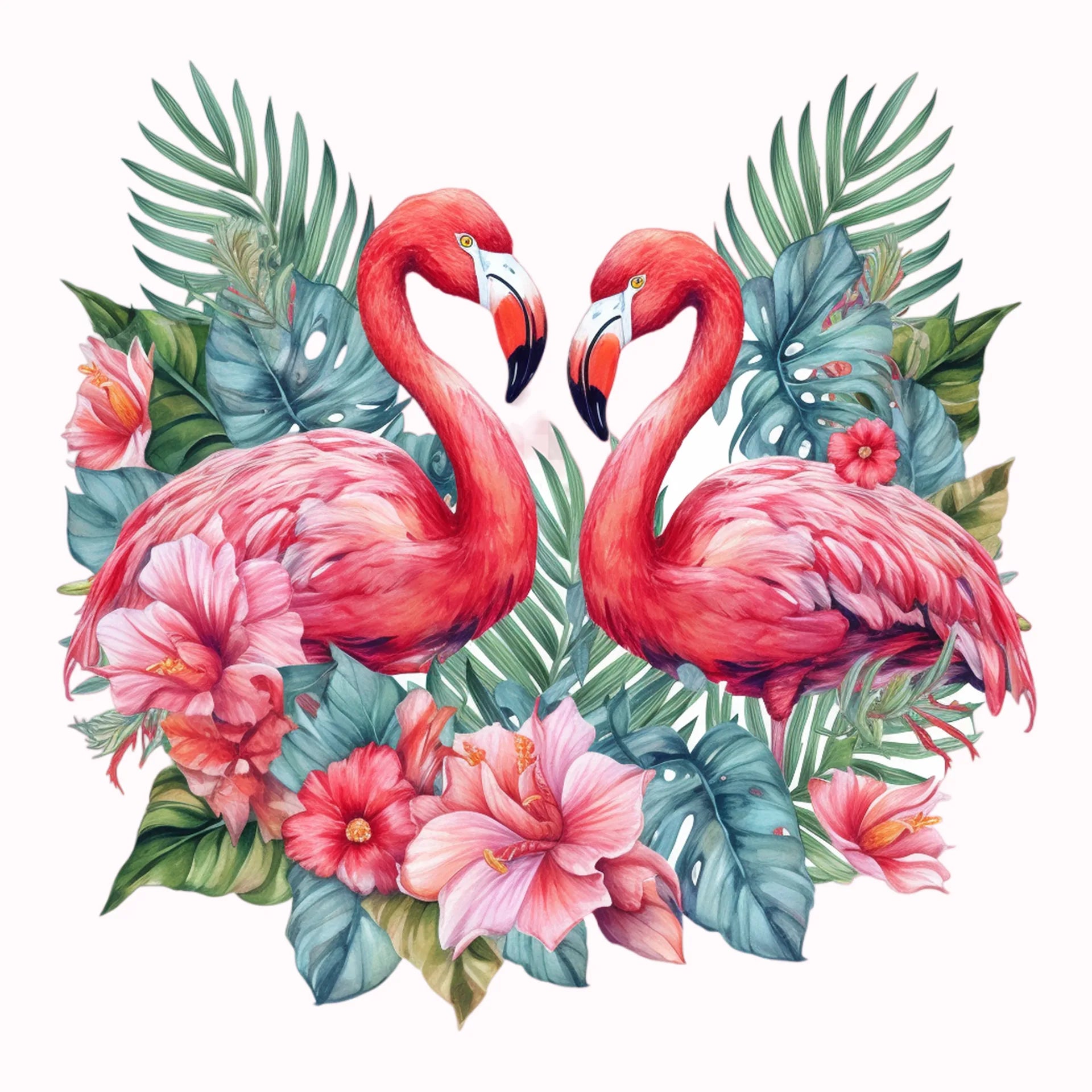 Permanent Sticker Blüten Flamingos