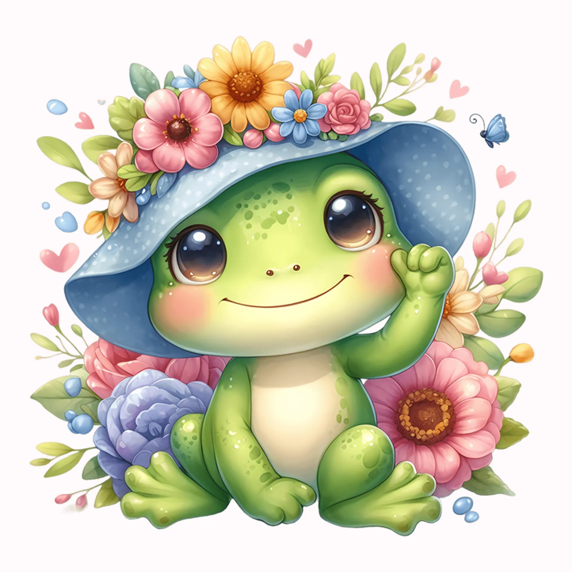 Permanent Sticker Blüten Frosch