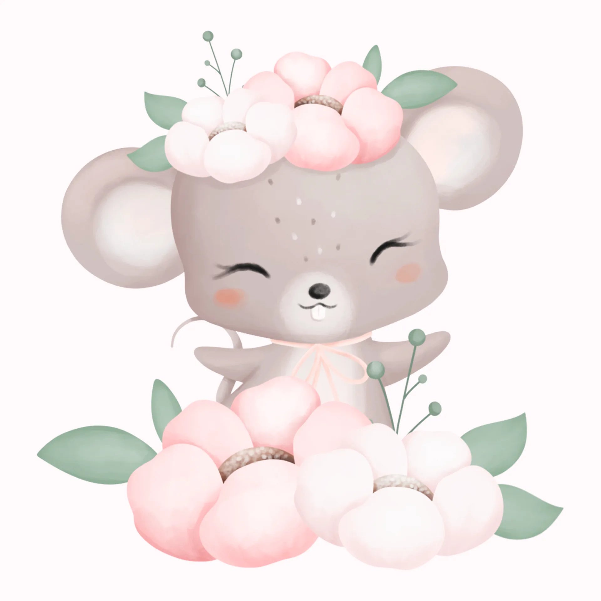 Permanent Sticker Blüten Maus