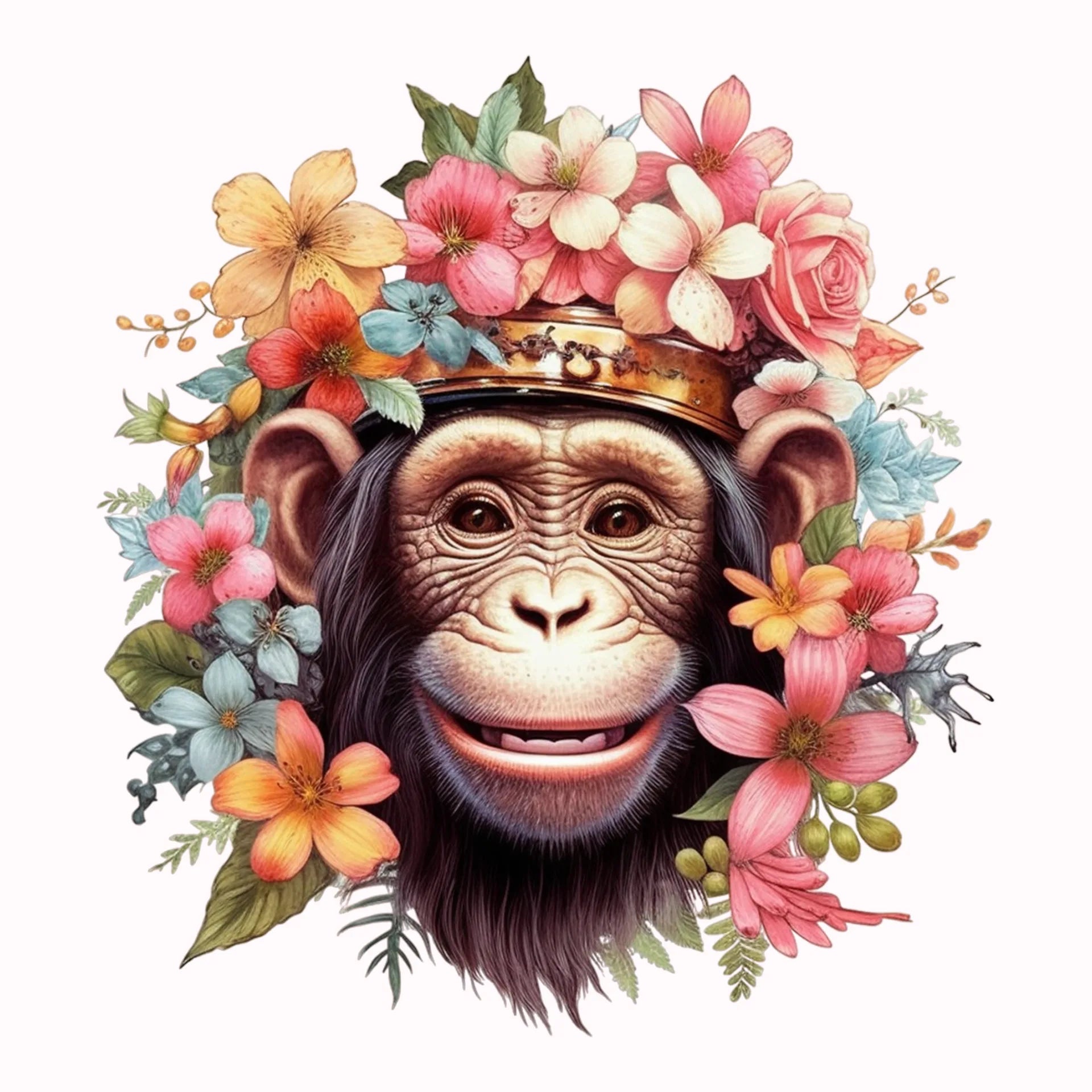Permanent Sticker Blumen Affe Bob