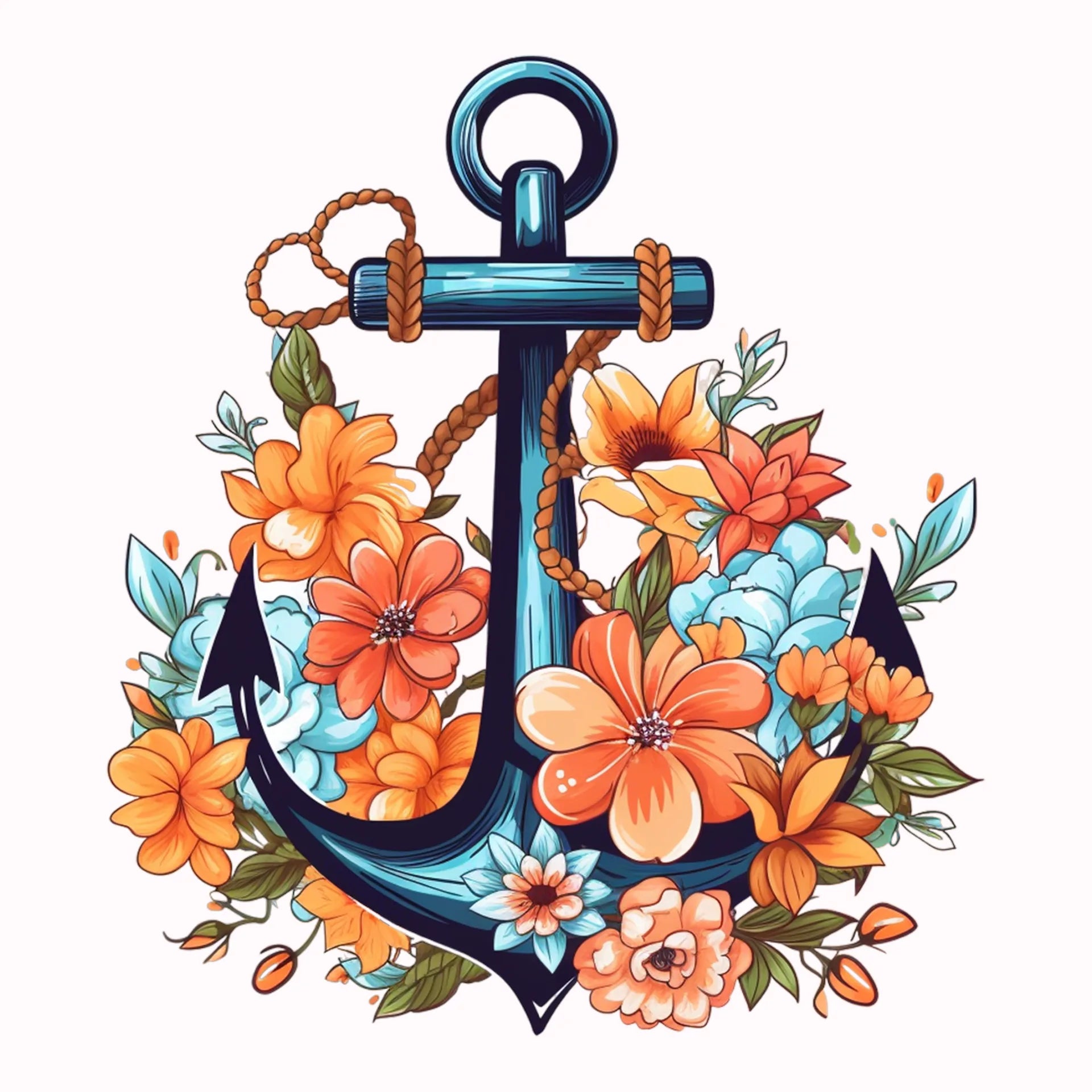 Permanent Sticker Blumen Anker