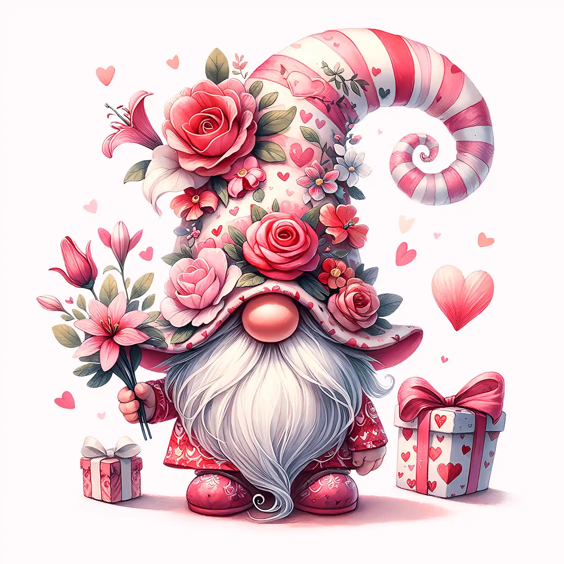 Permanent Sticker Blumen Zwerg Amor