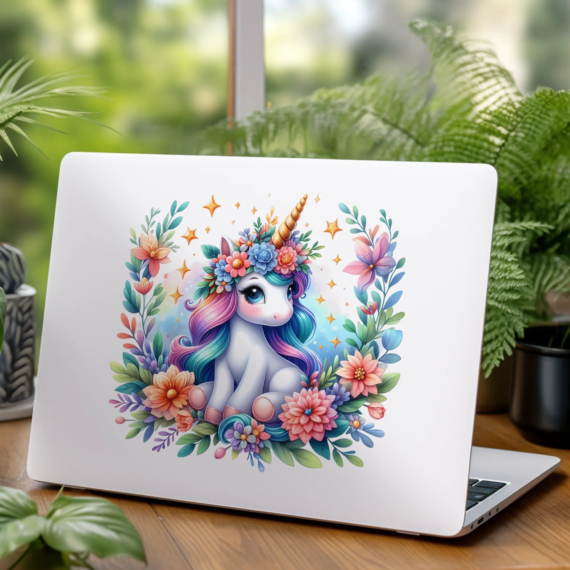 Permanent Sticker Blumeneinhorn