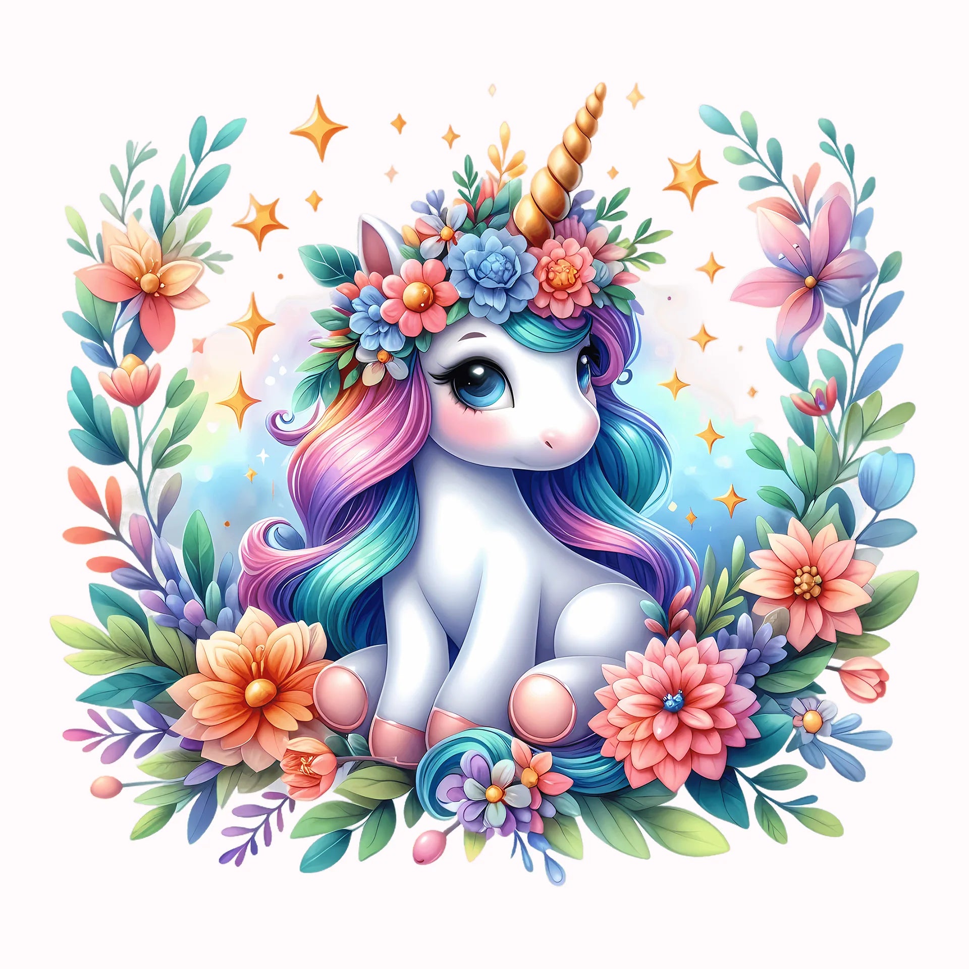 Permanent Sticker Blumeneinhorn