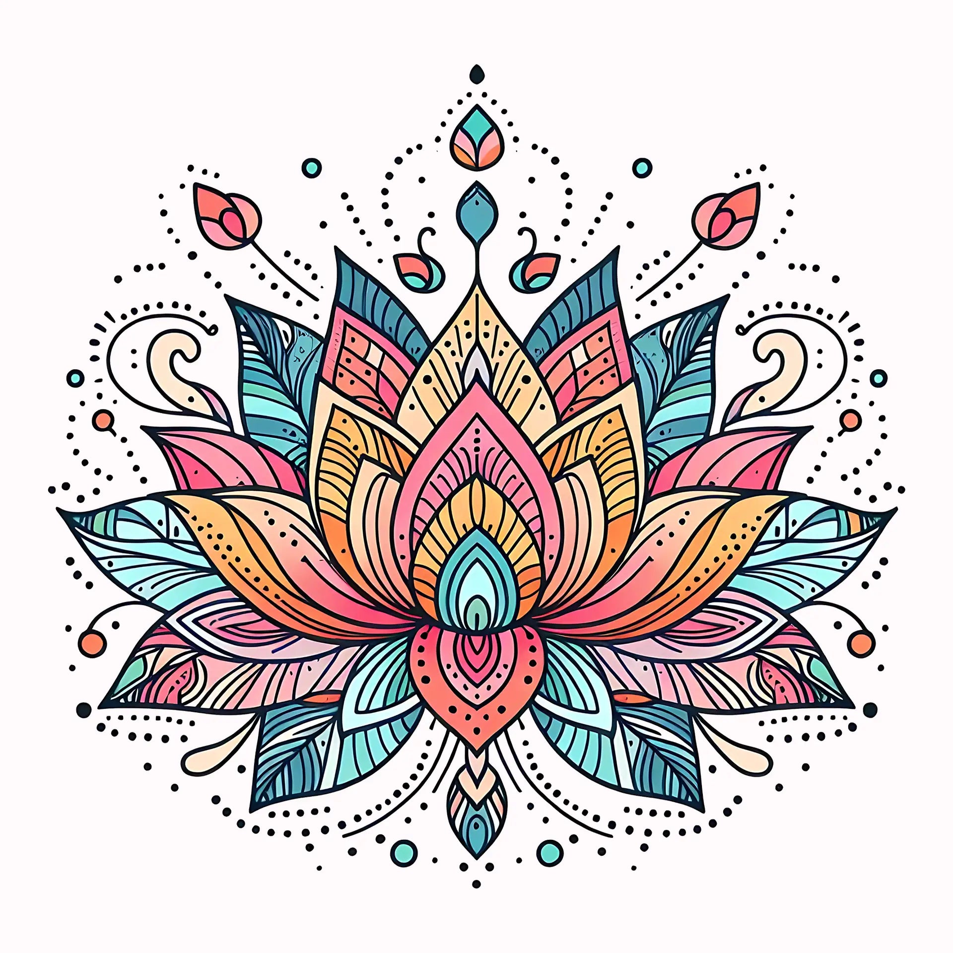 Permanent Sticker Boho Lotus Mandala
