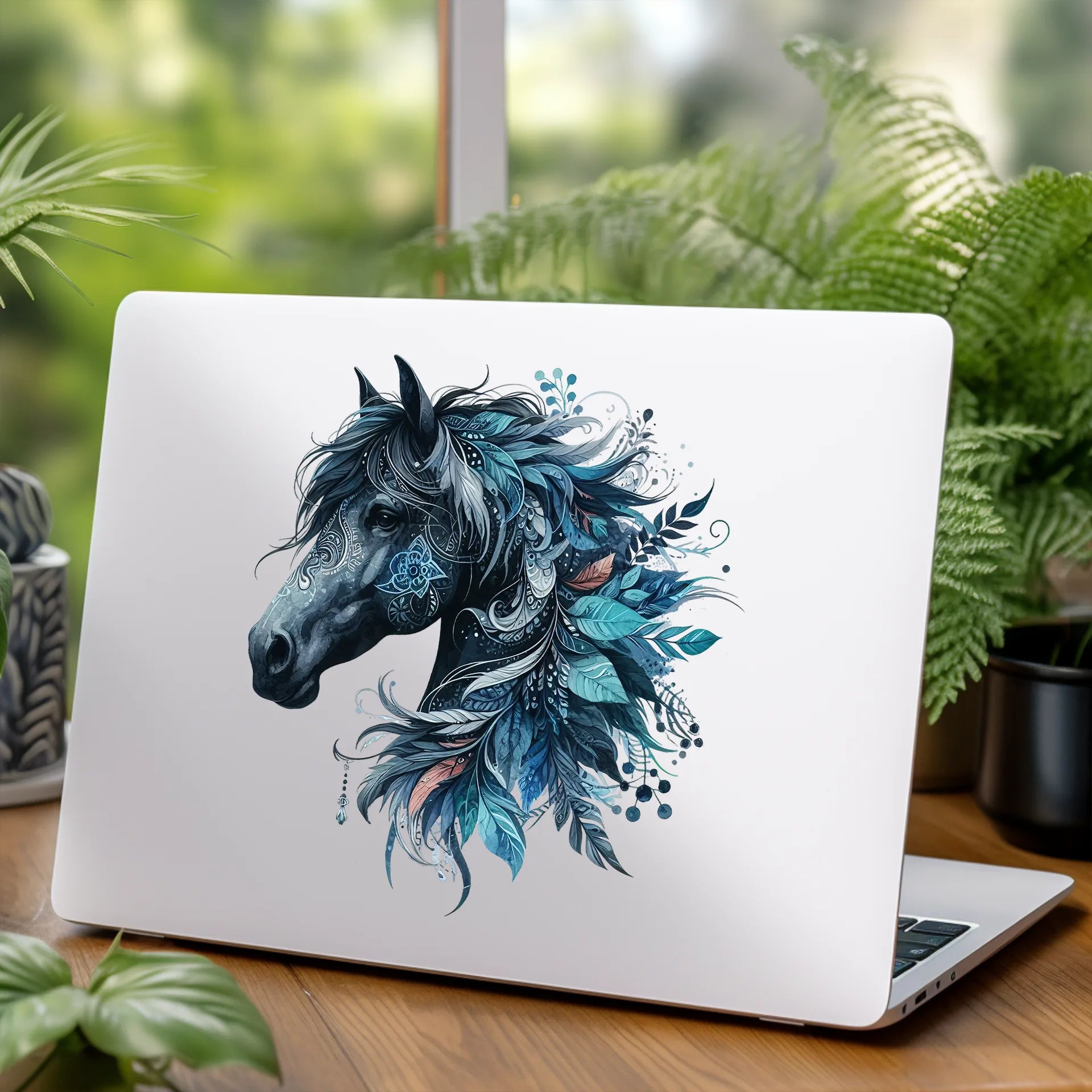 Permanent Sticker Boho Pferd Blau