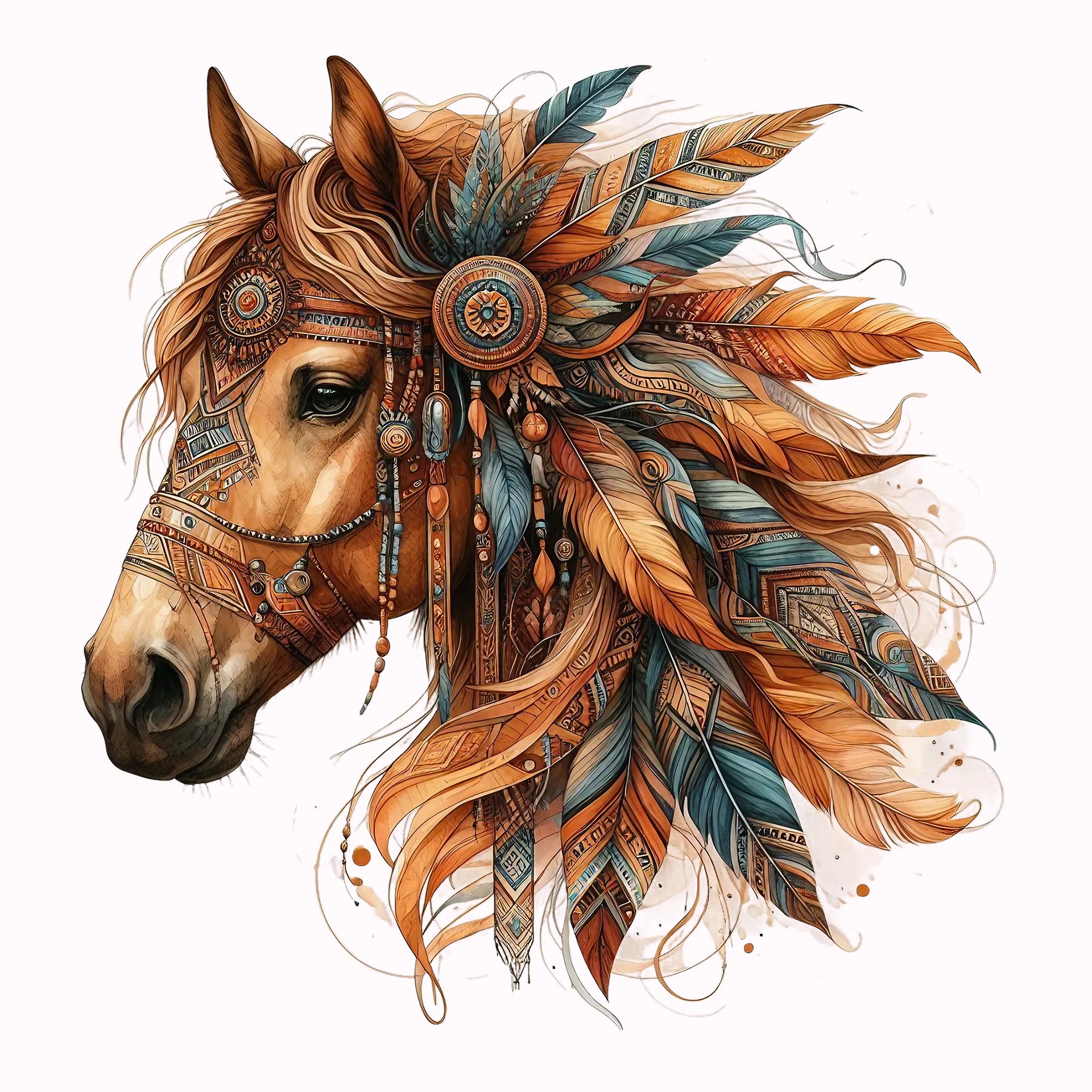 Permanent Sticker Boho Pferd Braun