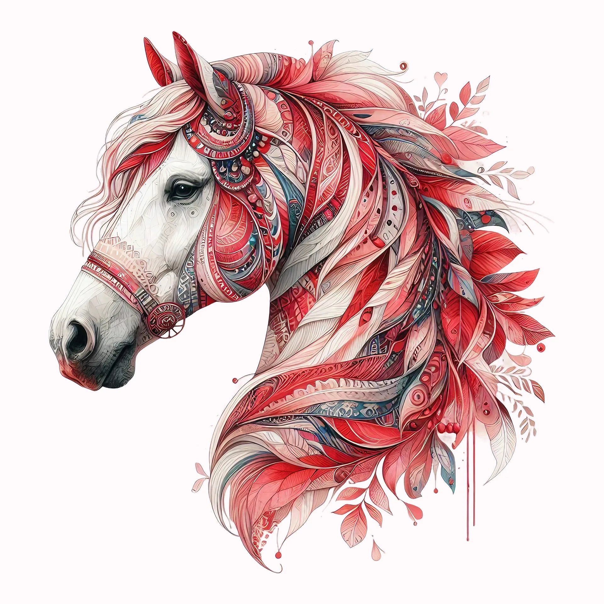 Permanent Sticker Boho Pferd Rot