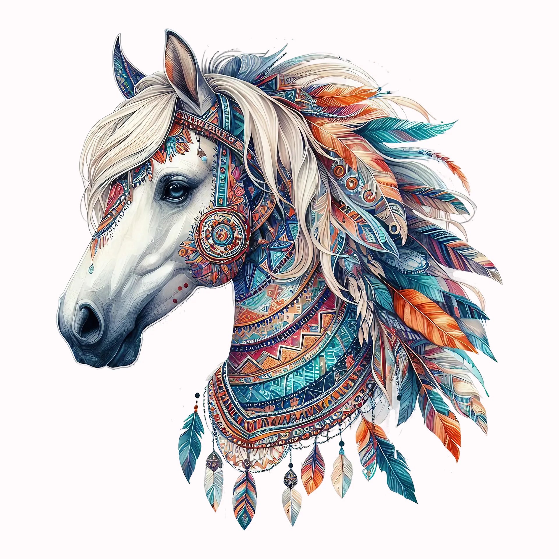 Permanent Sticker Boho Pferd Weiß