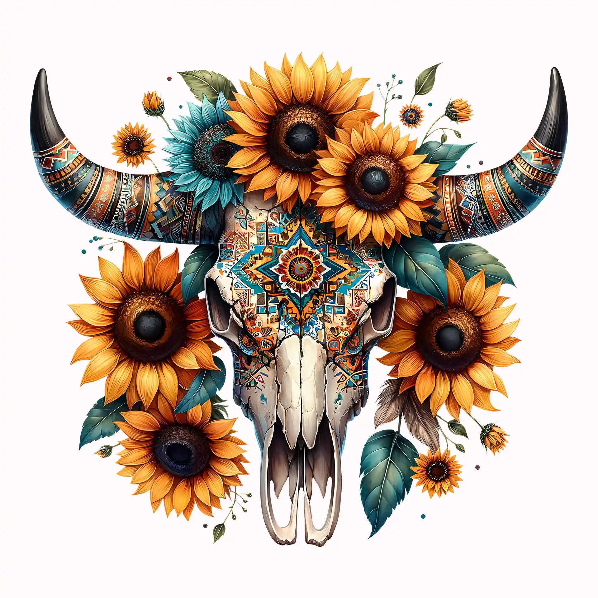 Permanent Sticker Boho Skull Sonnenblumenzauber