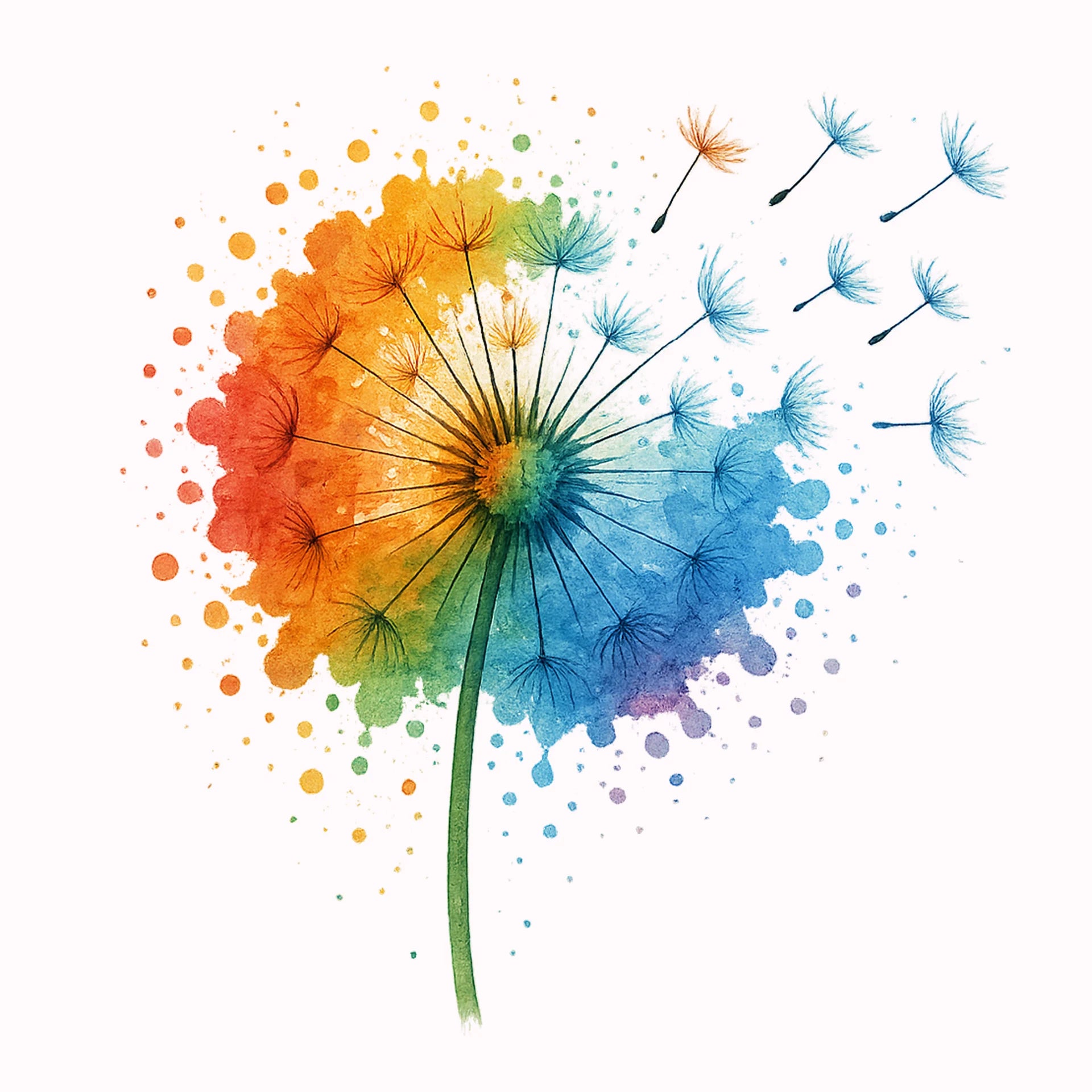 Permanent Sticker bunte Pusteblume