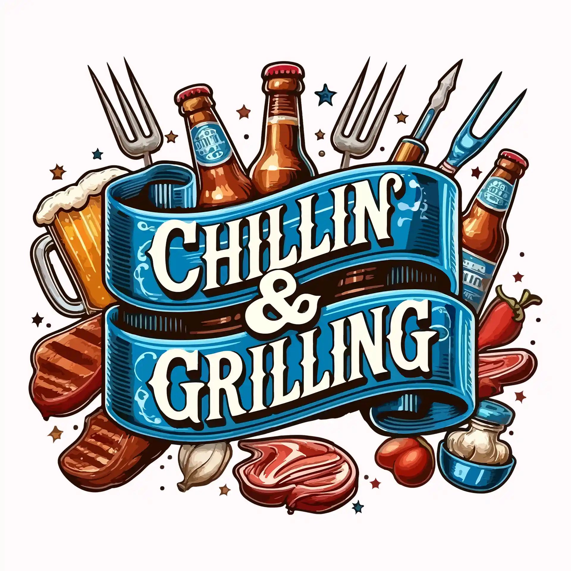 Permanent Sticker Chillin & Grilling