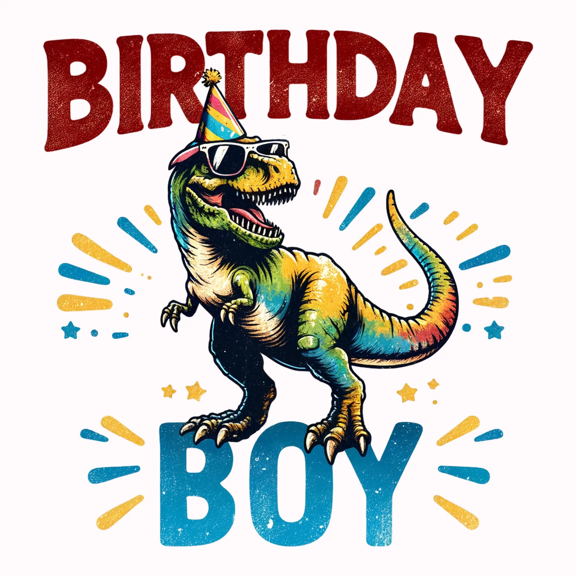 Permanent Sticker Cooler Dino Birthday Boy
